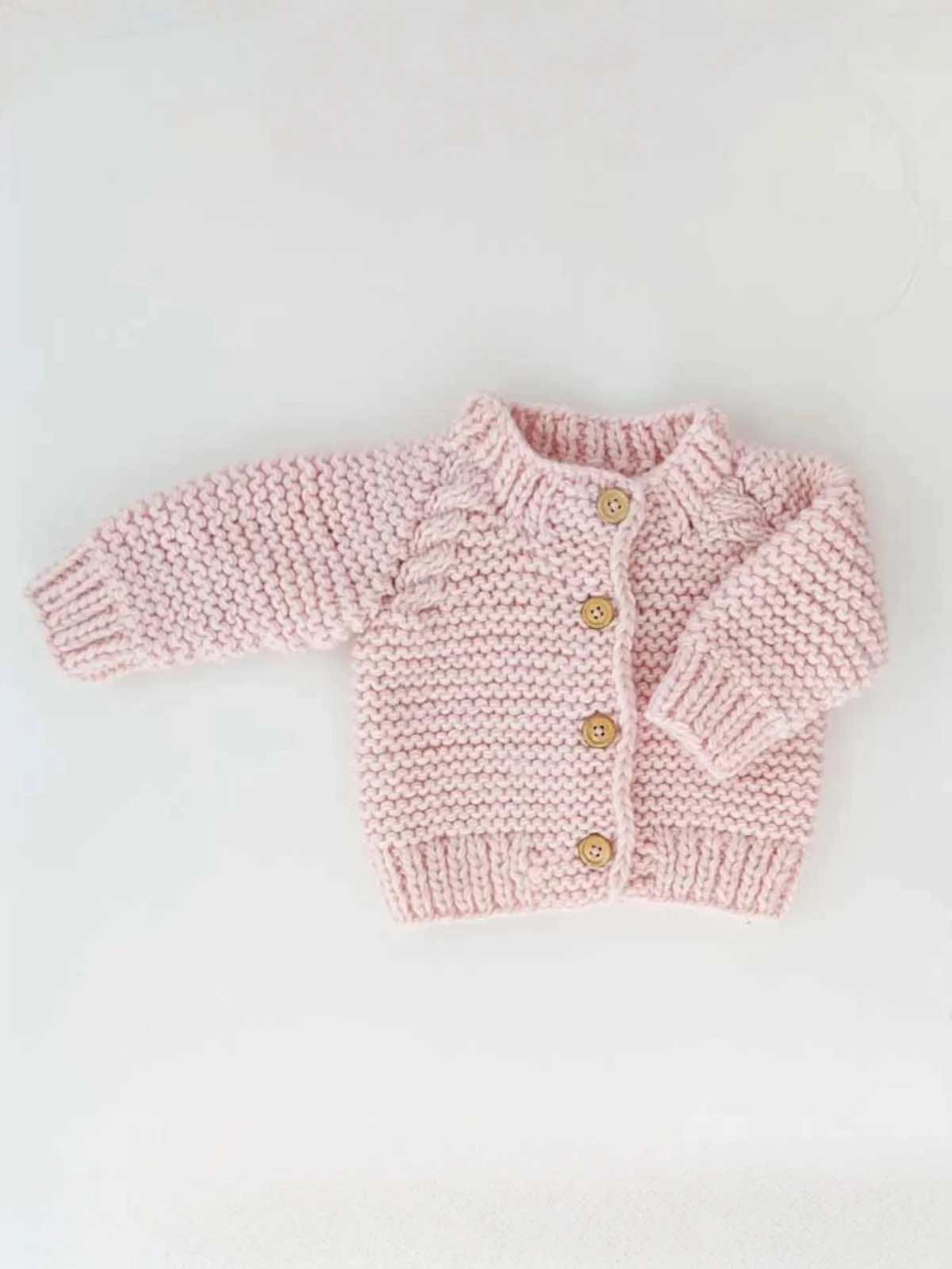 Garter Stitch Cardigan Sweater, Blush Pink - Image 2