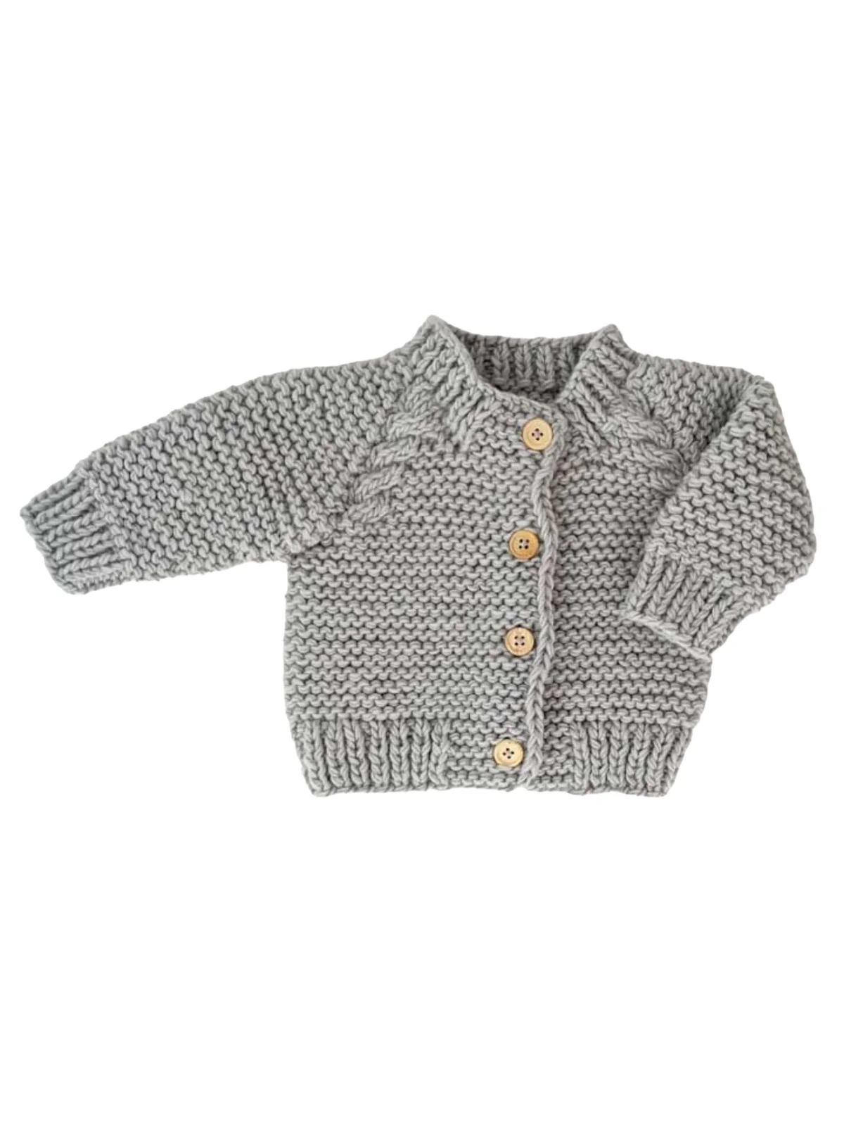Garter Stitch Cardigan Sweater, Ice Grey - Image 2