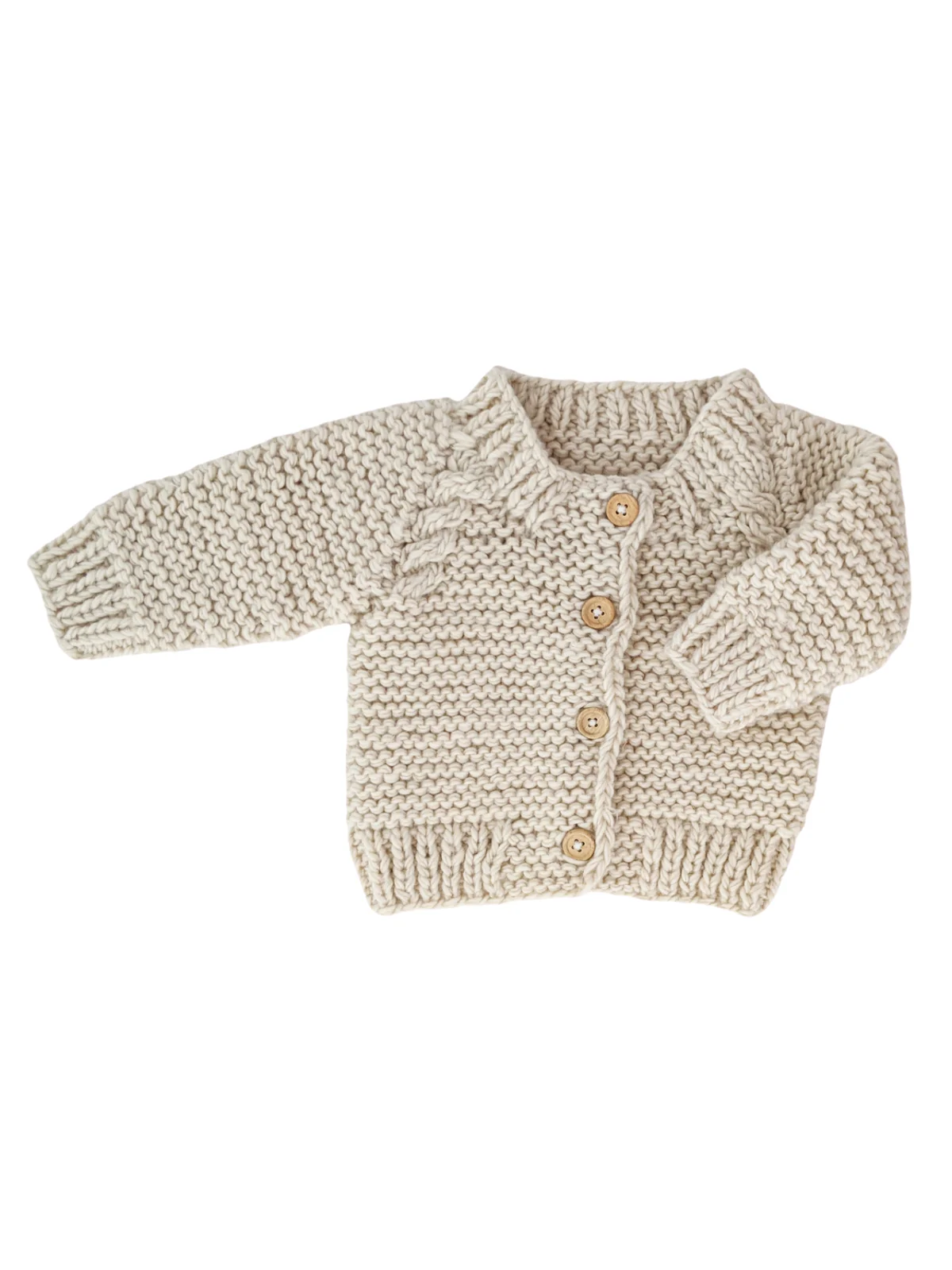 Garter Stitch Cardigan Sweater, Natural - Image 2