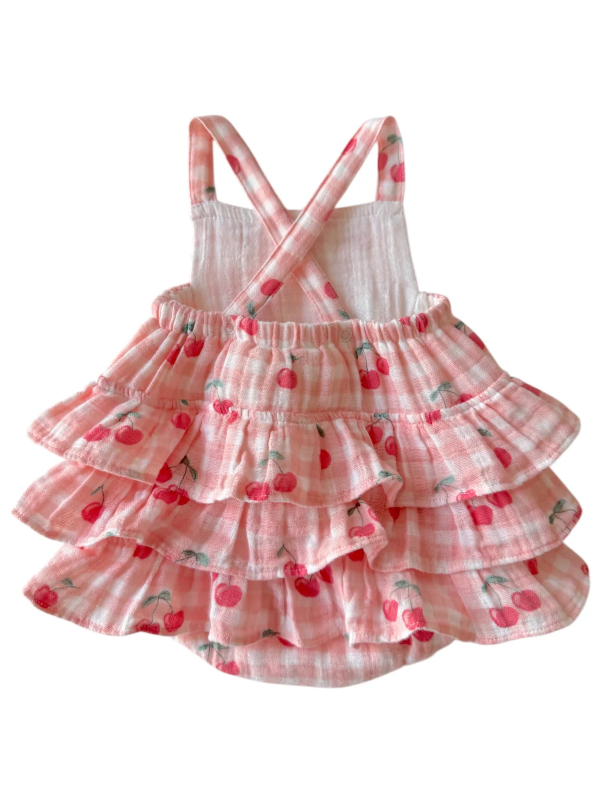 Gingham Cherries / Muslin Ruffle Sunsuit - Image 3