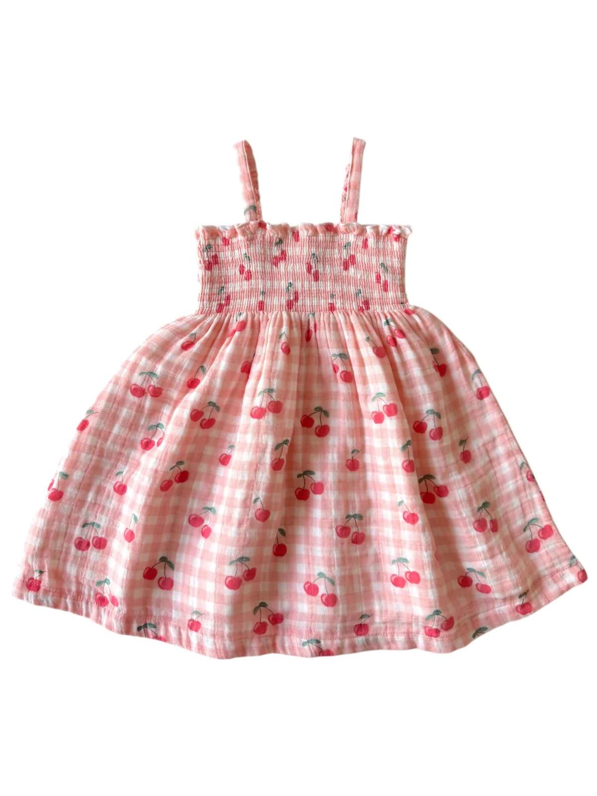 Gingham Cherries / Muslin Smocked Tube Dress - Image 2