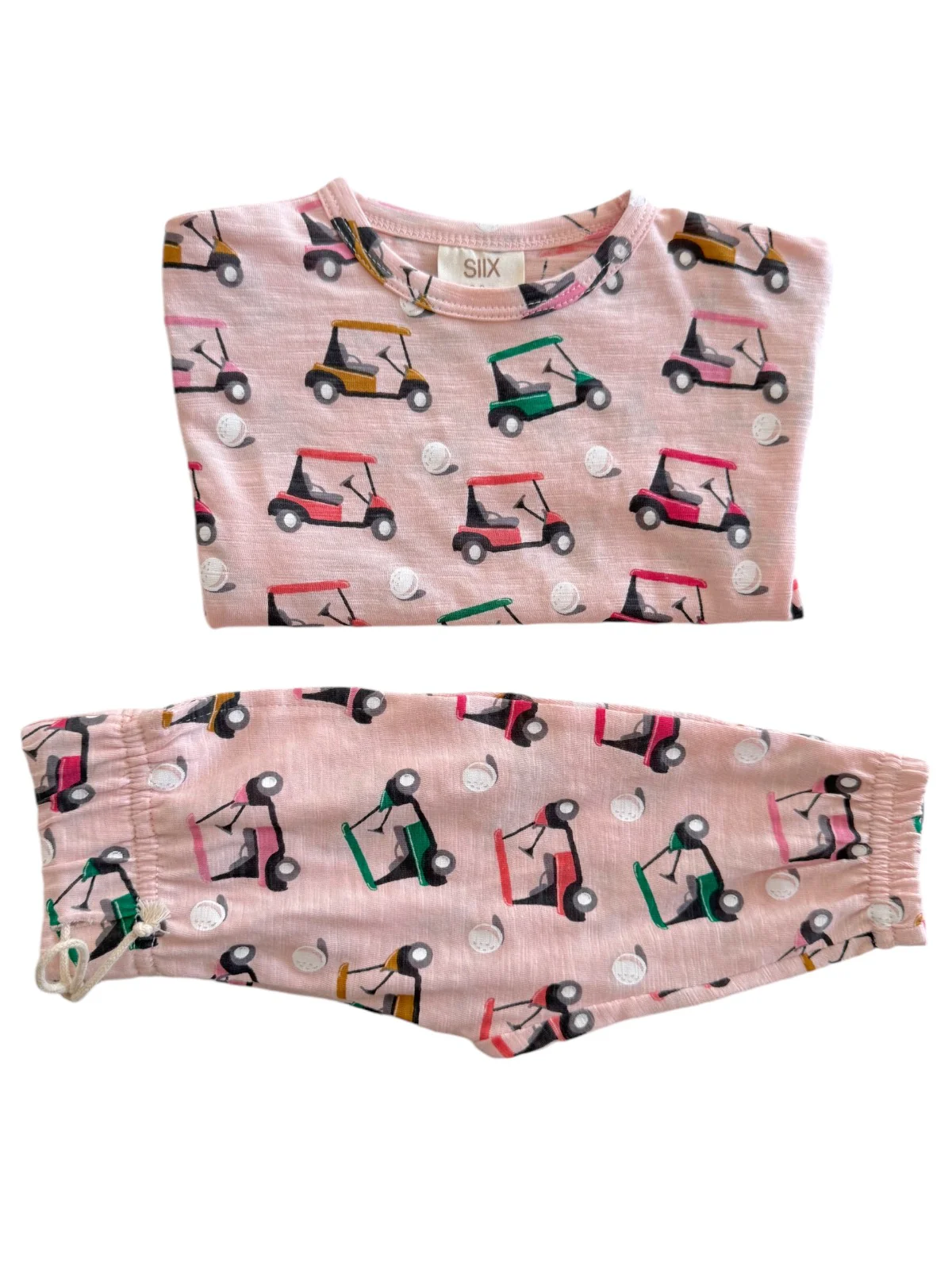 Golf Cart Pink / Organic Long Sleeve Tee & Pant Set - Image 3