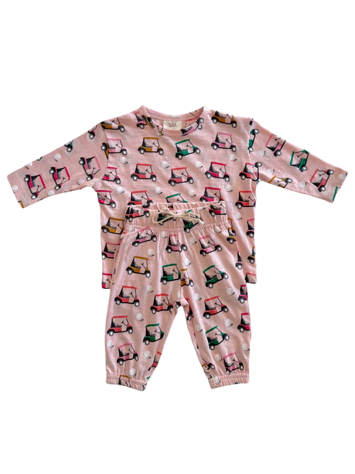 Golf Cart Pink / Organic Long Sleeve Tee & Pant Set - Image 4