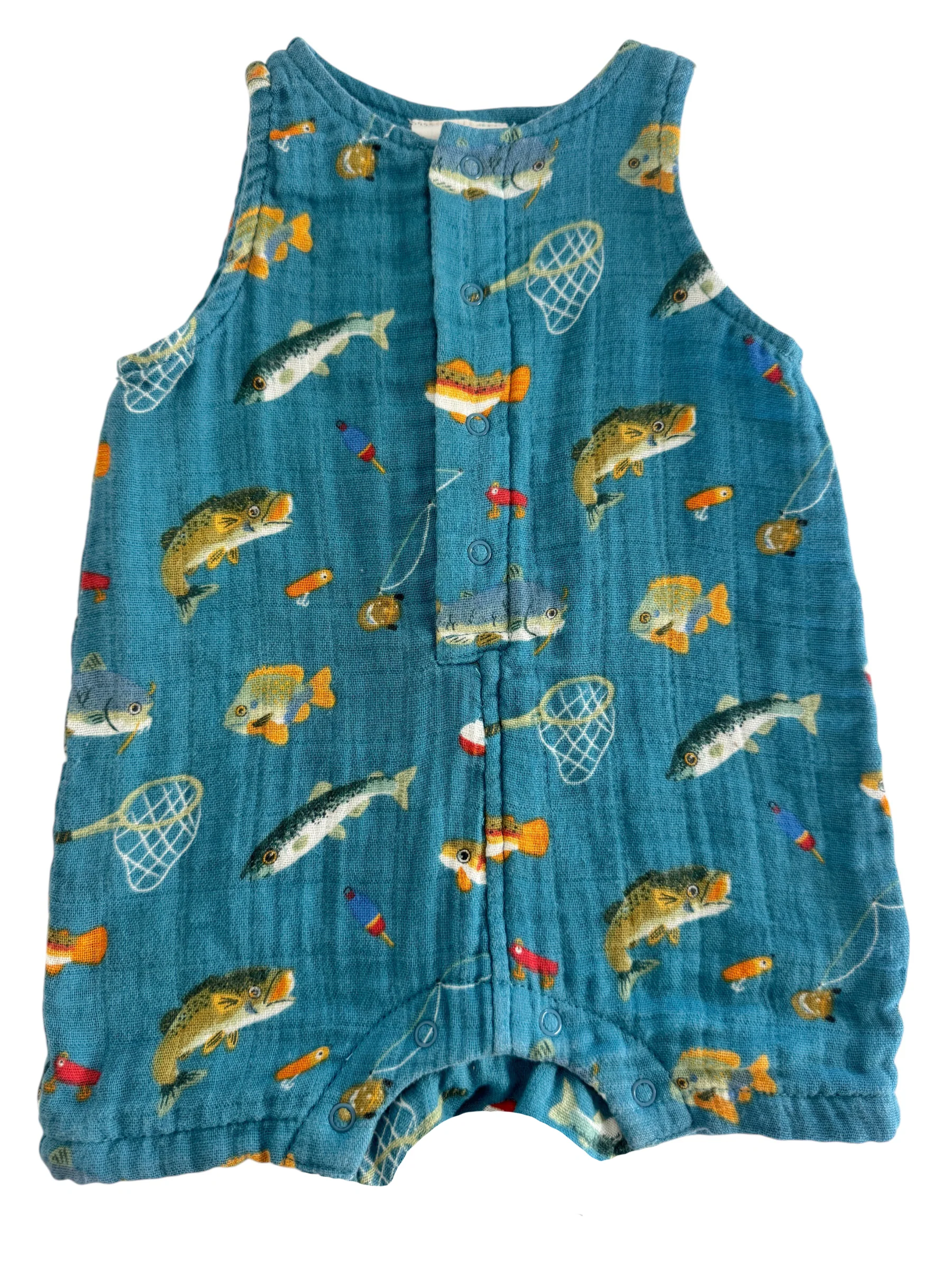 Gone Fishing / Muslin Shortie Romper - Image 3