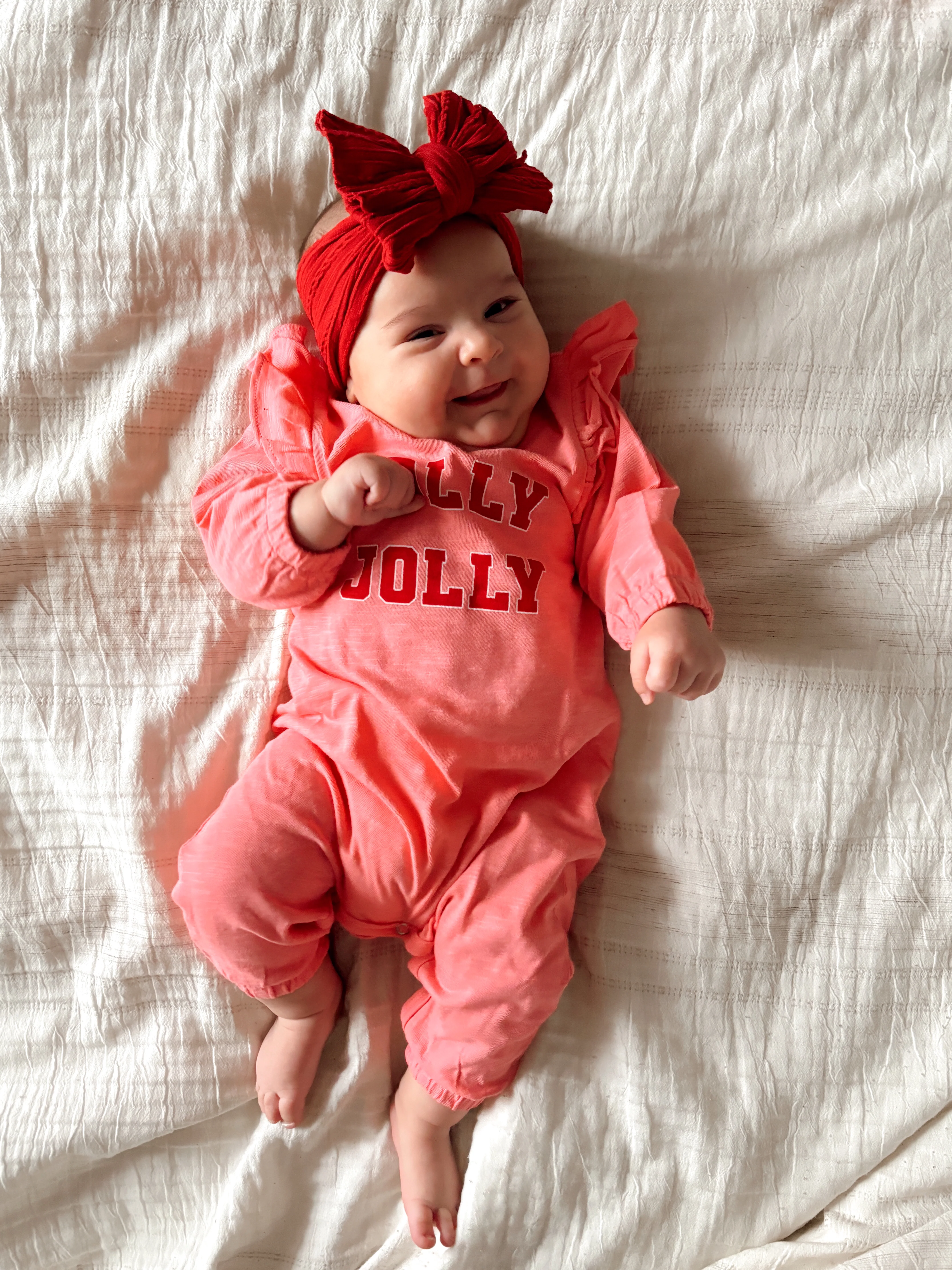 Holly Jolly / Organic Long Sleeve Ruffle Jumpsuit - Image 3