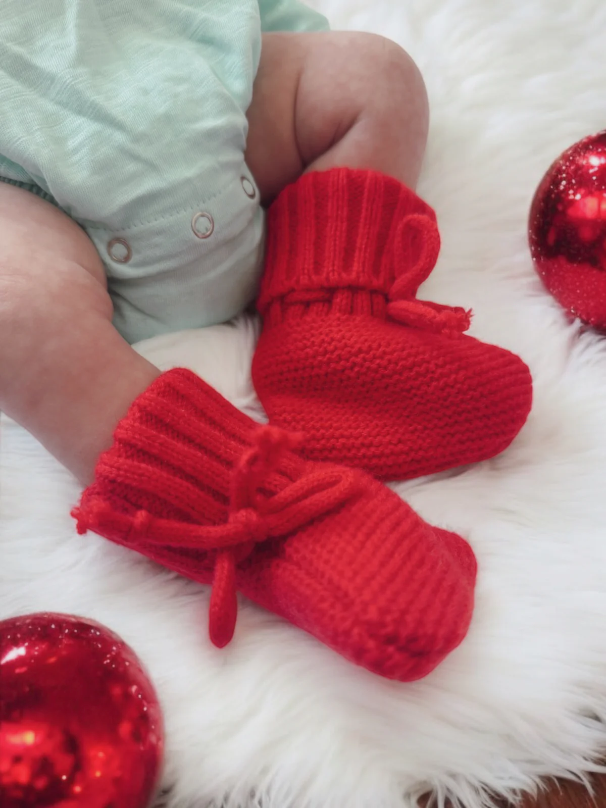 Knit Booties, Red - Image 4