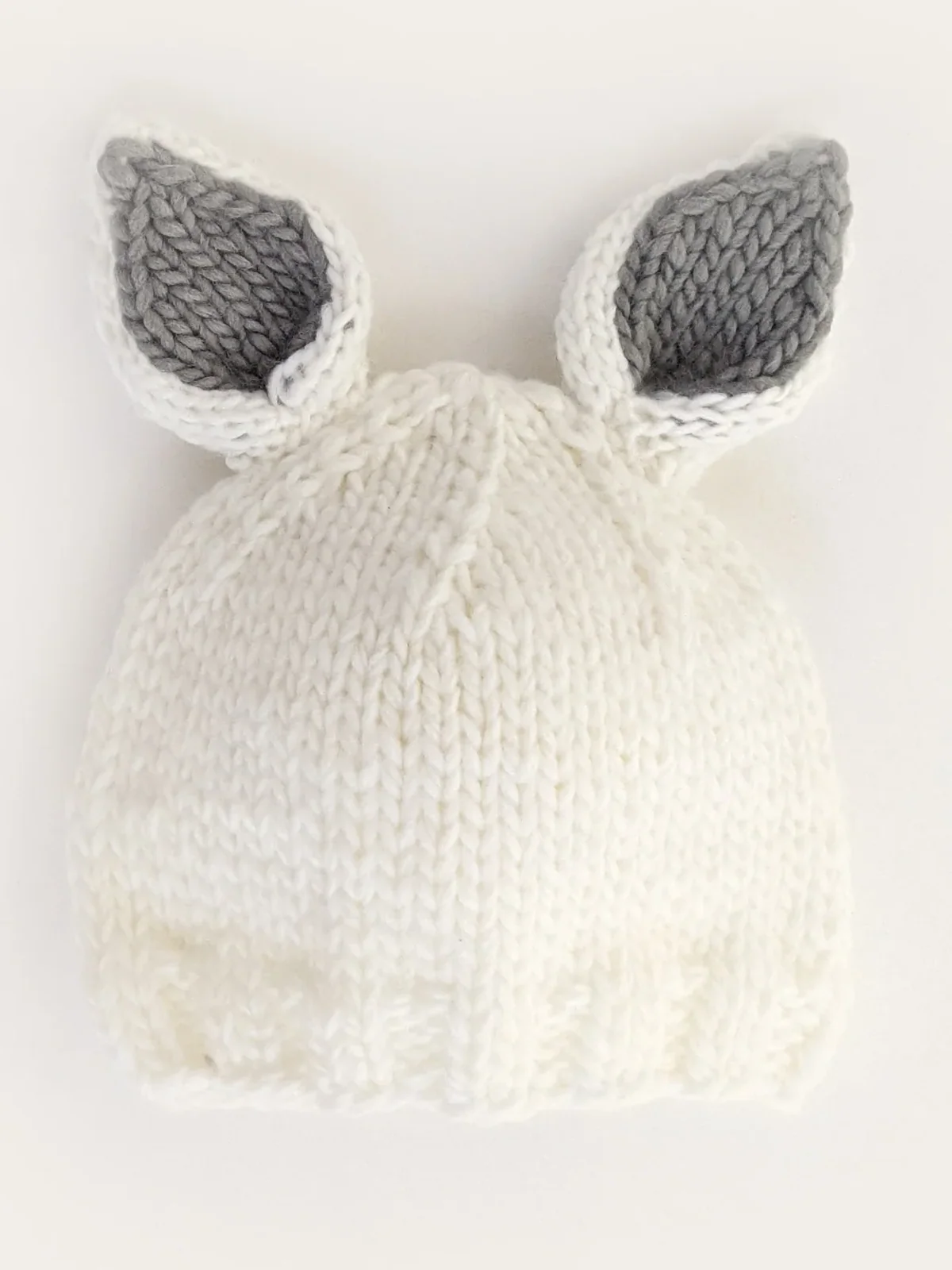 Knit Bunny Hat, White/Grey - Image 2