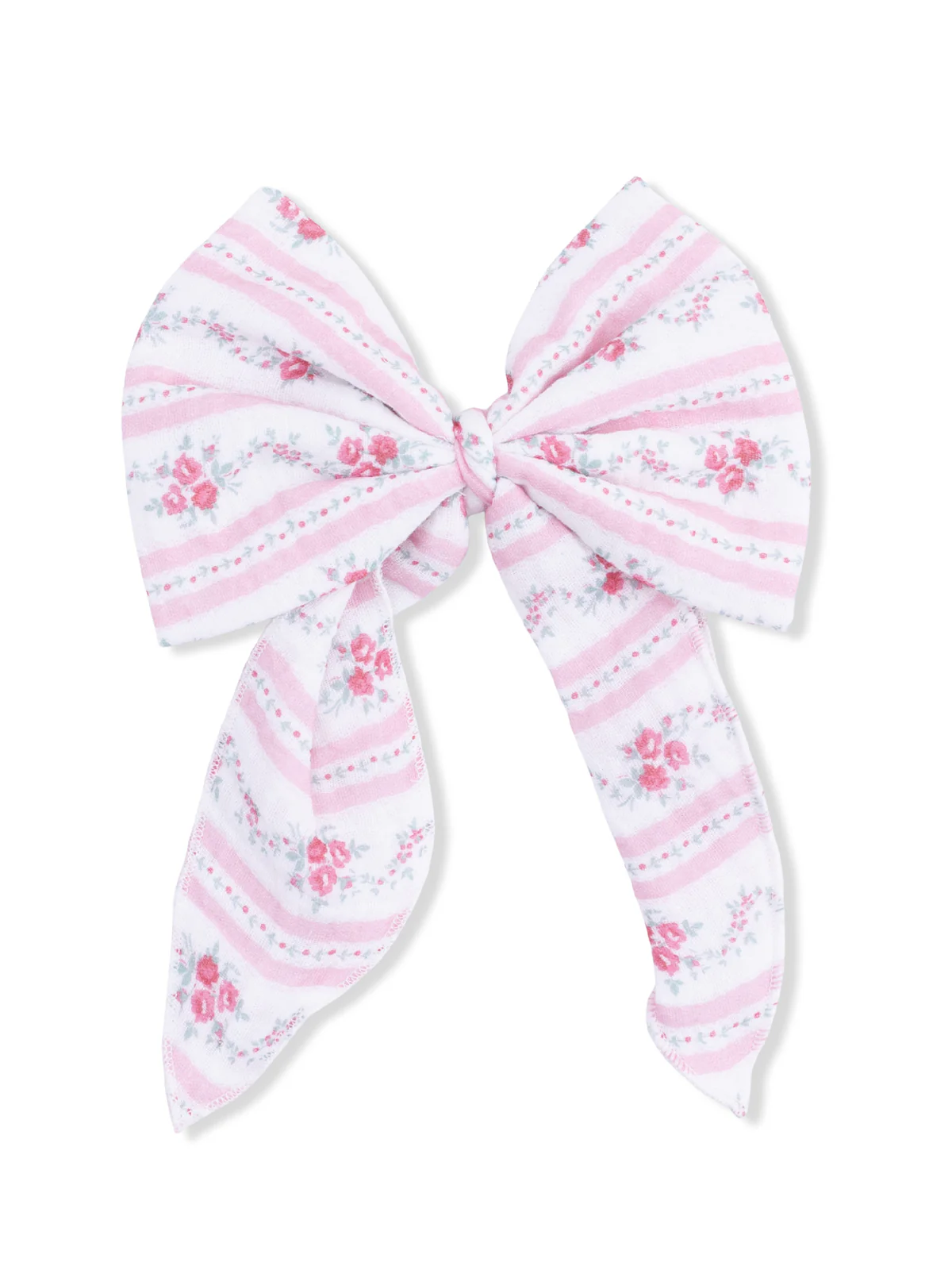 Large Bow Hair Clip, Winding Roses Stripe