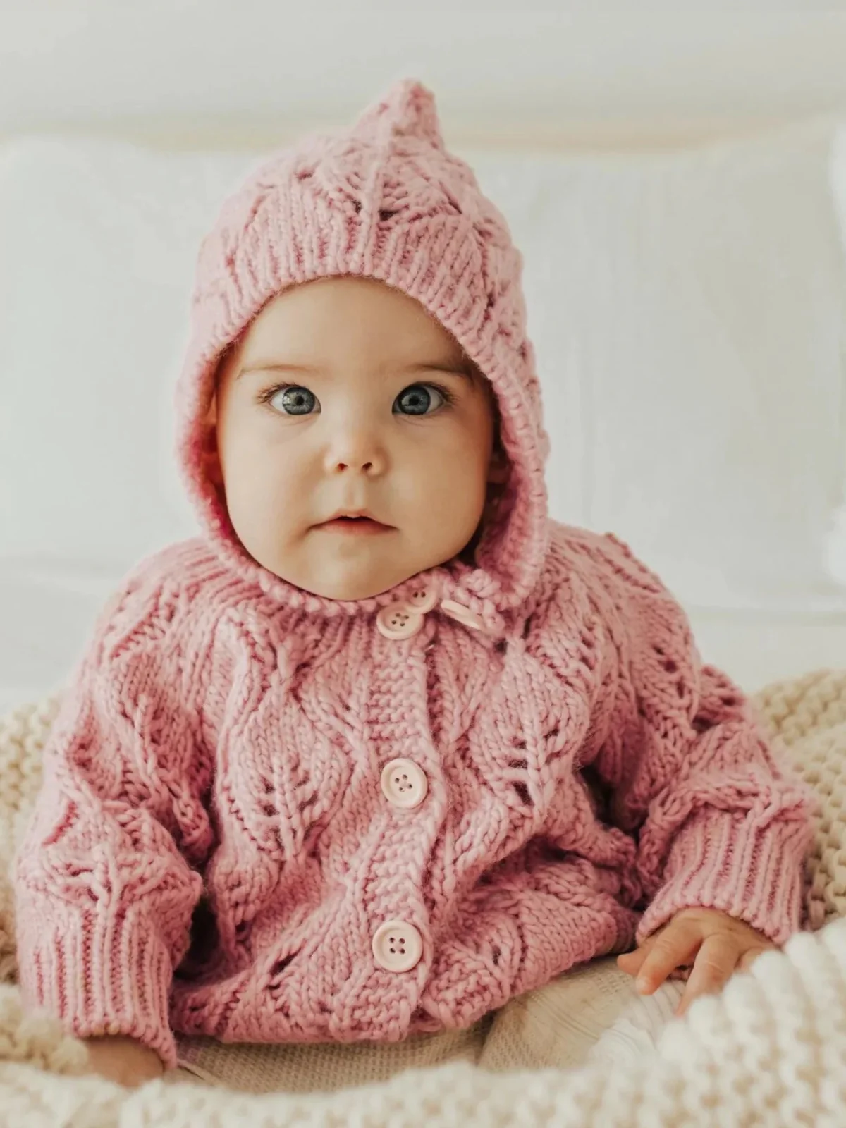 Leaf Lace Bonnet, Rosy - Image 2