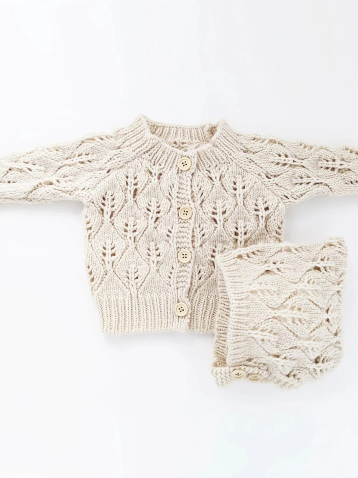 Leaf Lace Cardigan Sweater, Natural - Image 6