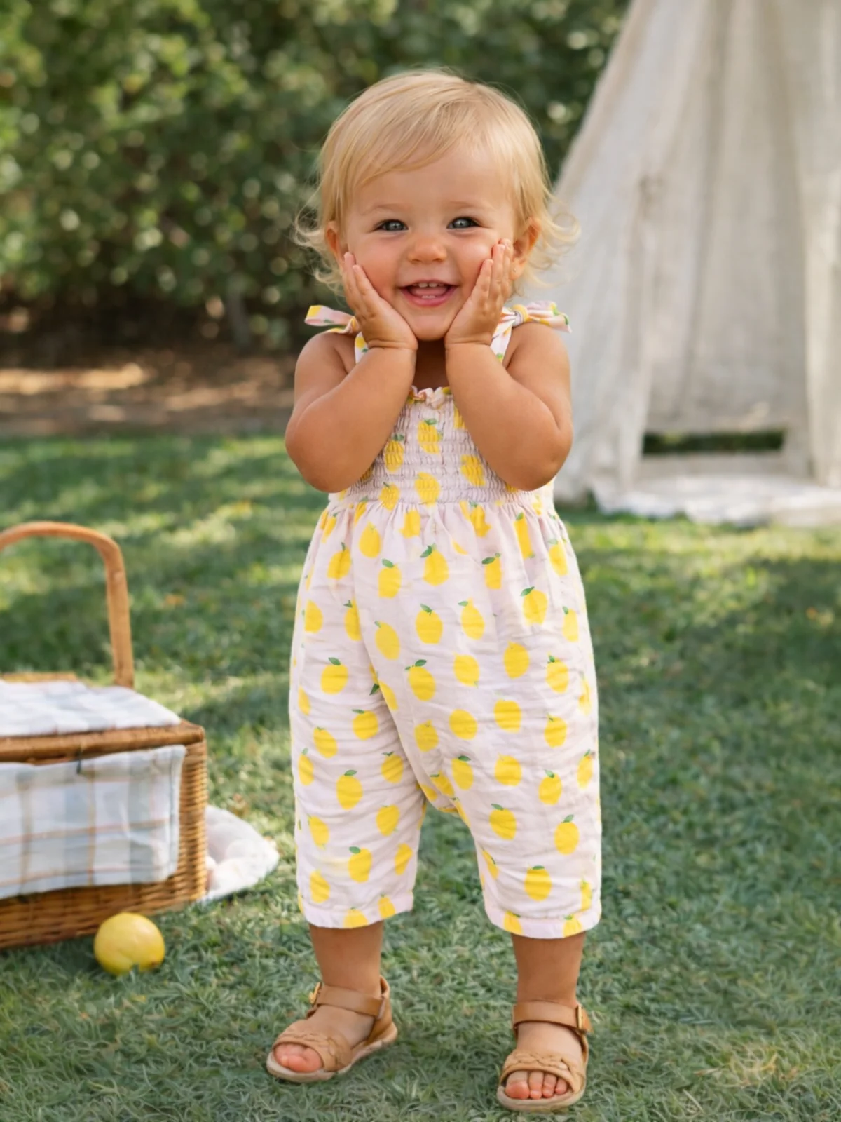 Lemon Sorbet / Muslin Smocked Jumpsuit - Image 3