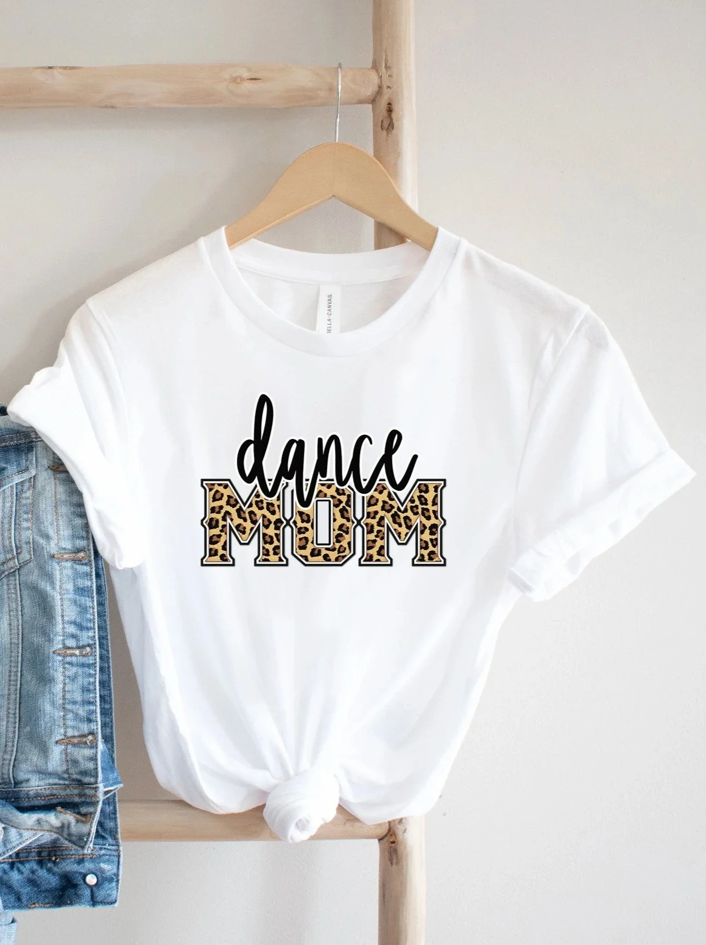 Leopard Dance Mom Women's Graphic Tee, White
