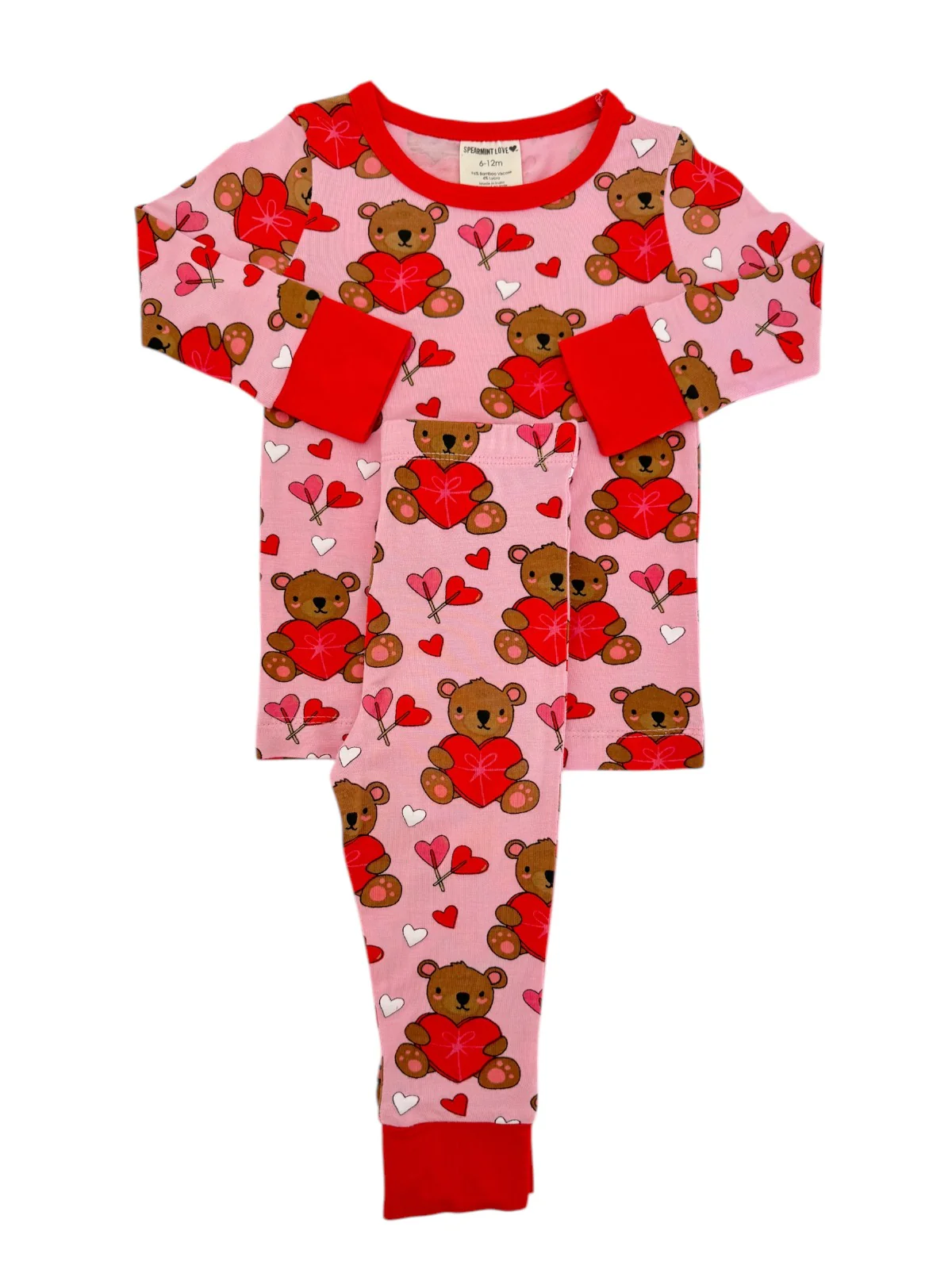 Long Sleeve 2-Piece Set, Valentine Bear Pink - Image 2