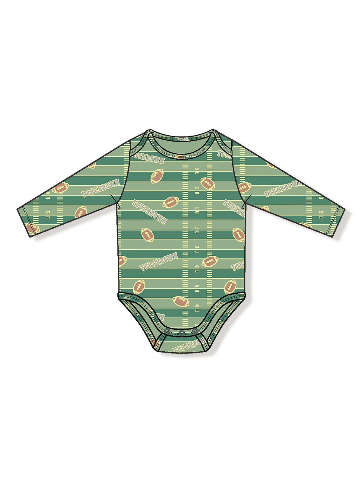 Long Sleeve Bodysuit, Football Field Glow-in-the-Dark
