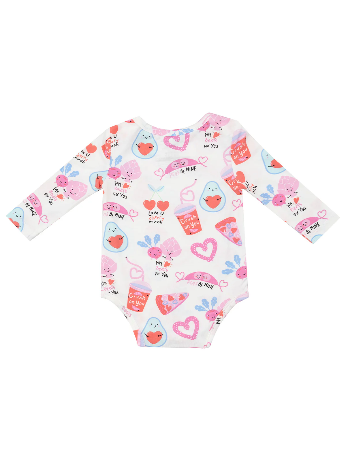 Long Sleeve Bodysuit, Love You Foodie Much Pink - Image 2