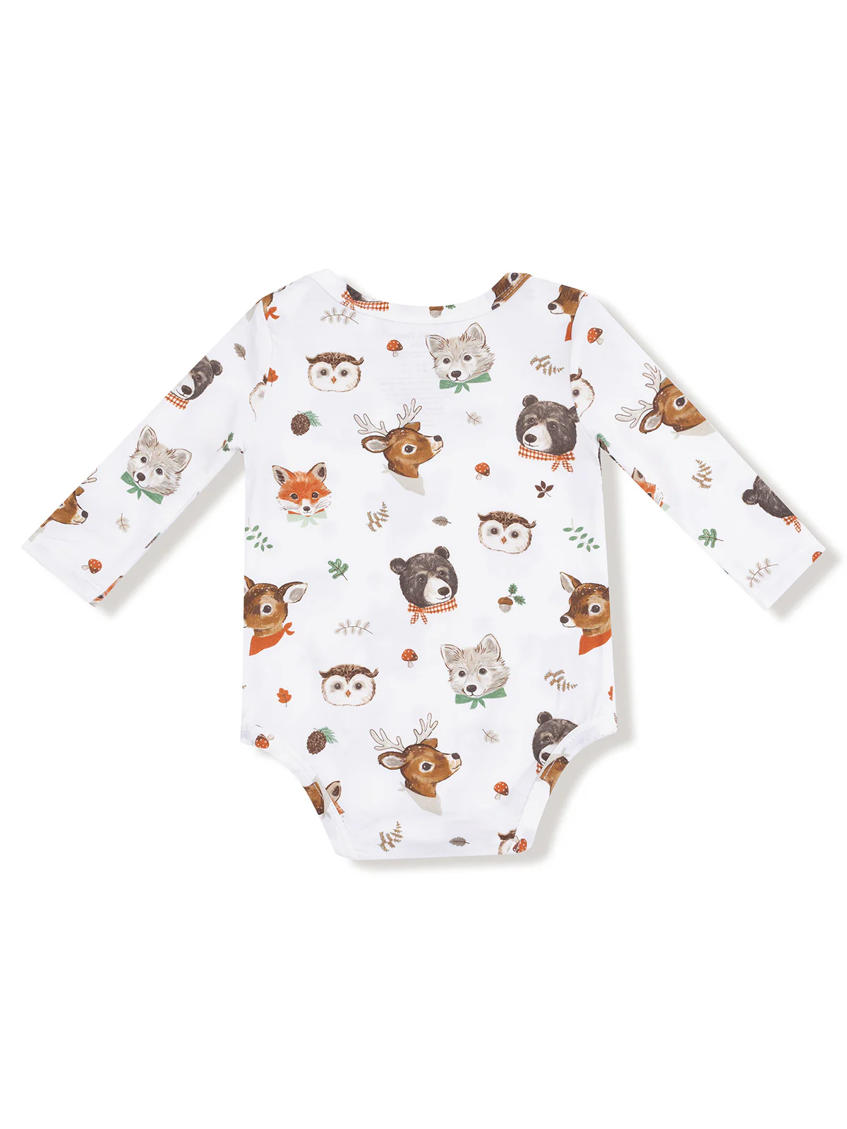 Long Sleeve Bodysuit, Woodland Animal Faces - Image 2