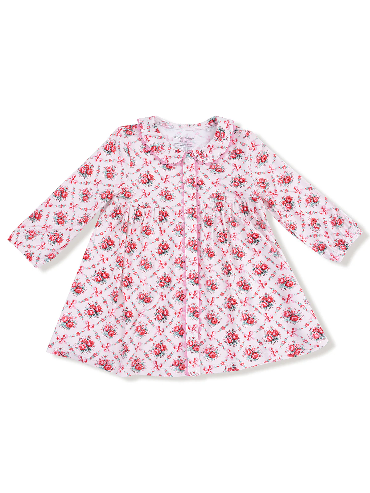 Long Sleeve Jill Ric Rac Dress, Rose Bow Lattice