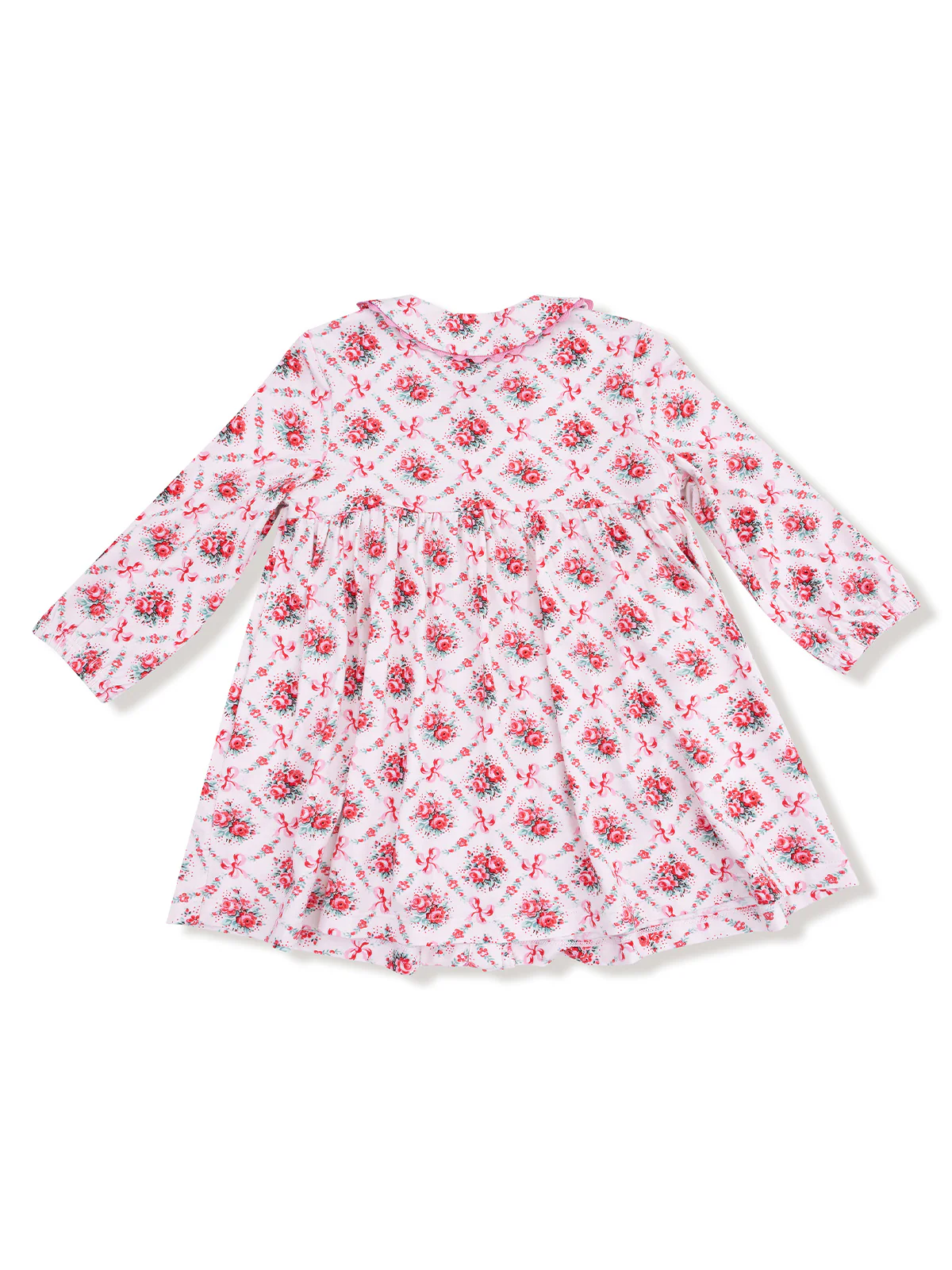 Long Sleeve Jill Ric Rac Dress, Rose Bow Lattice - Image 2