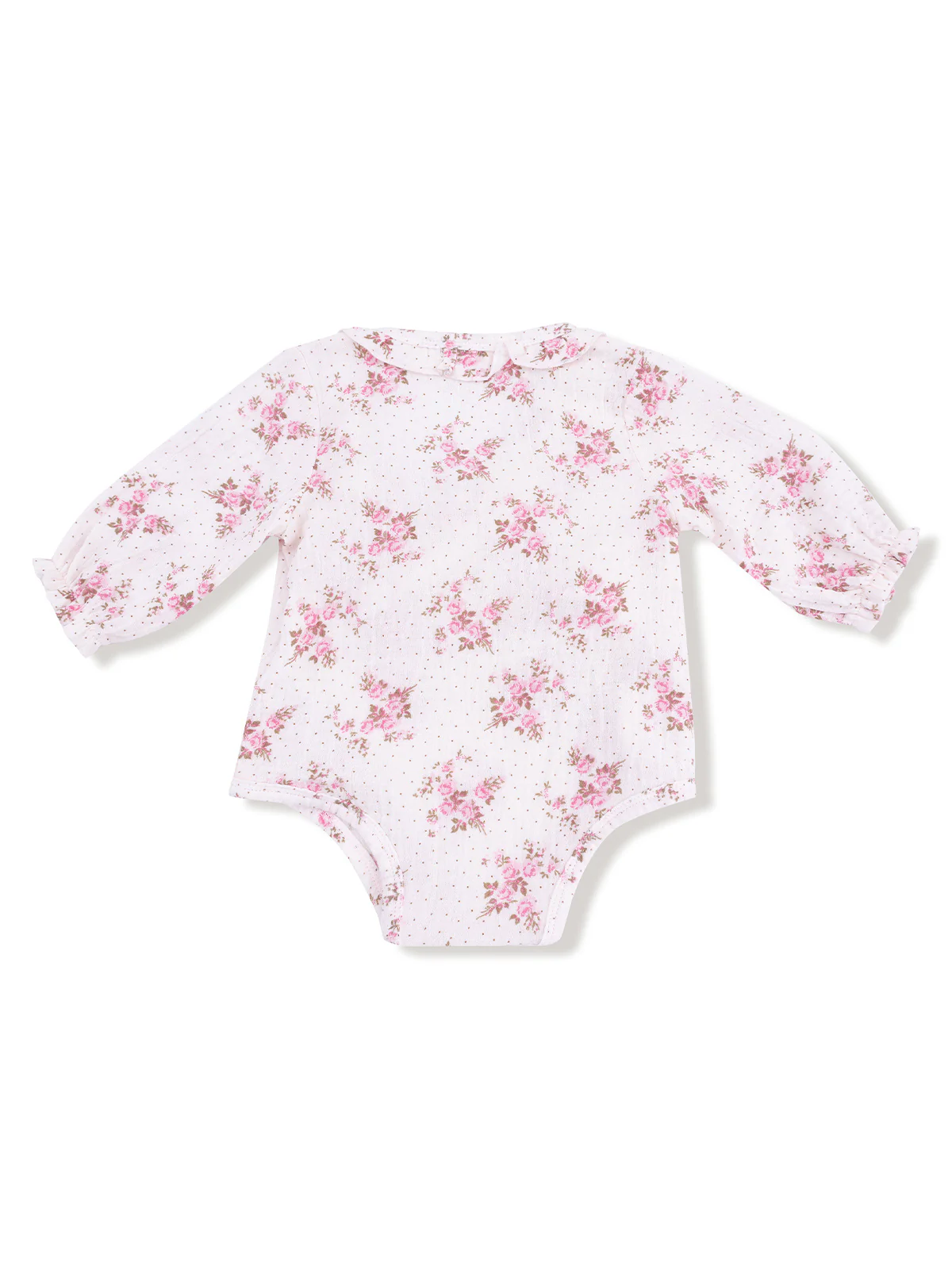 Long Sleeve Kimono Ruffle Bodysuit, Belle Rosette Dot - Image 2
