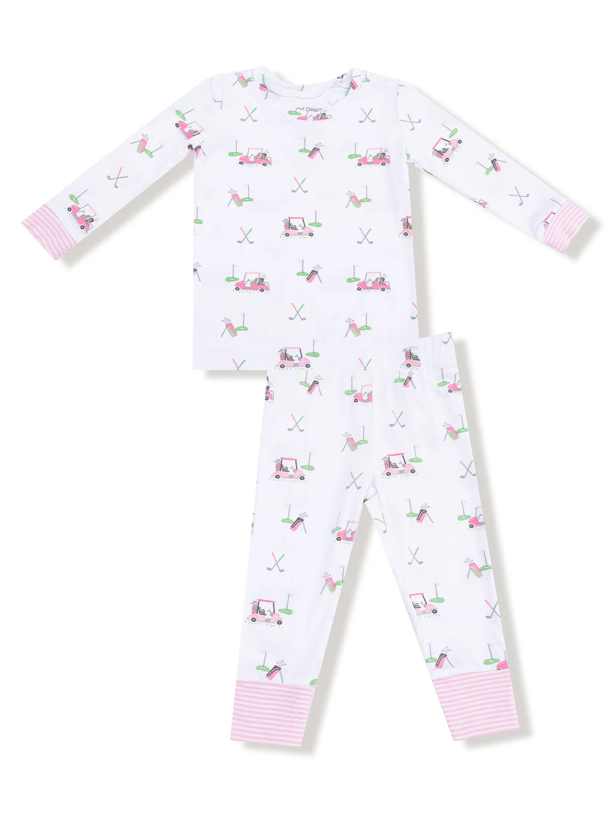 Long Sleeve Loungewear Set, Baby Golf Carts Pink