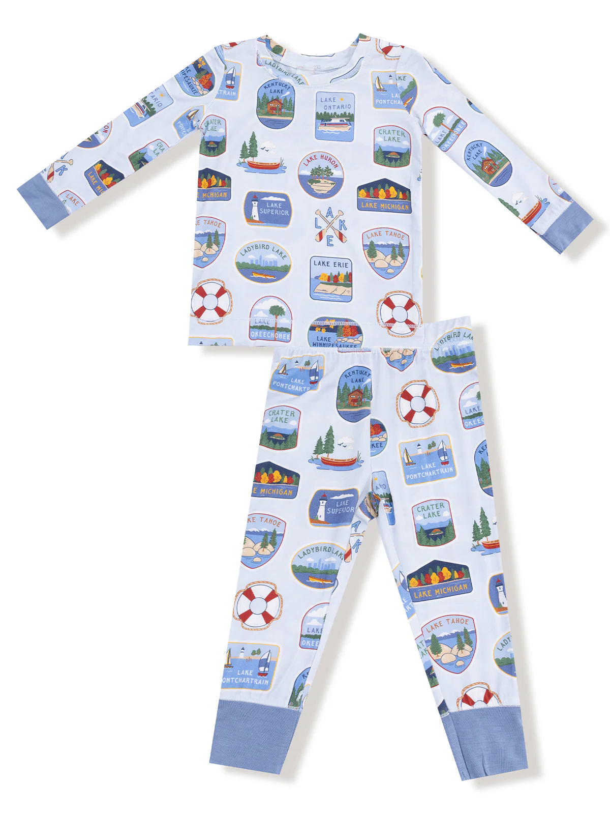 Long Sleeve Loungewear Set, Lake Stickers