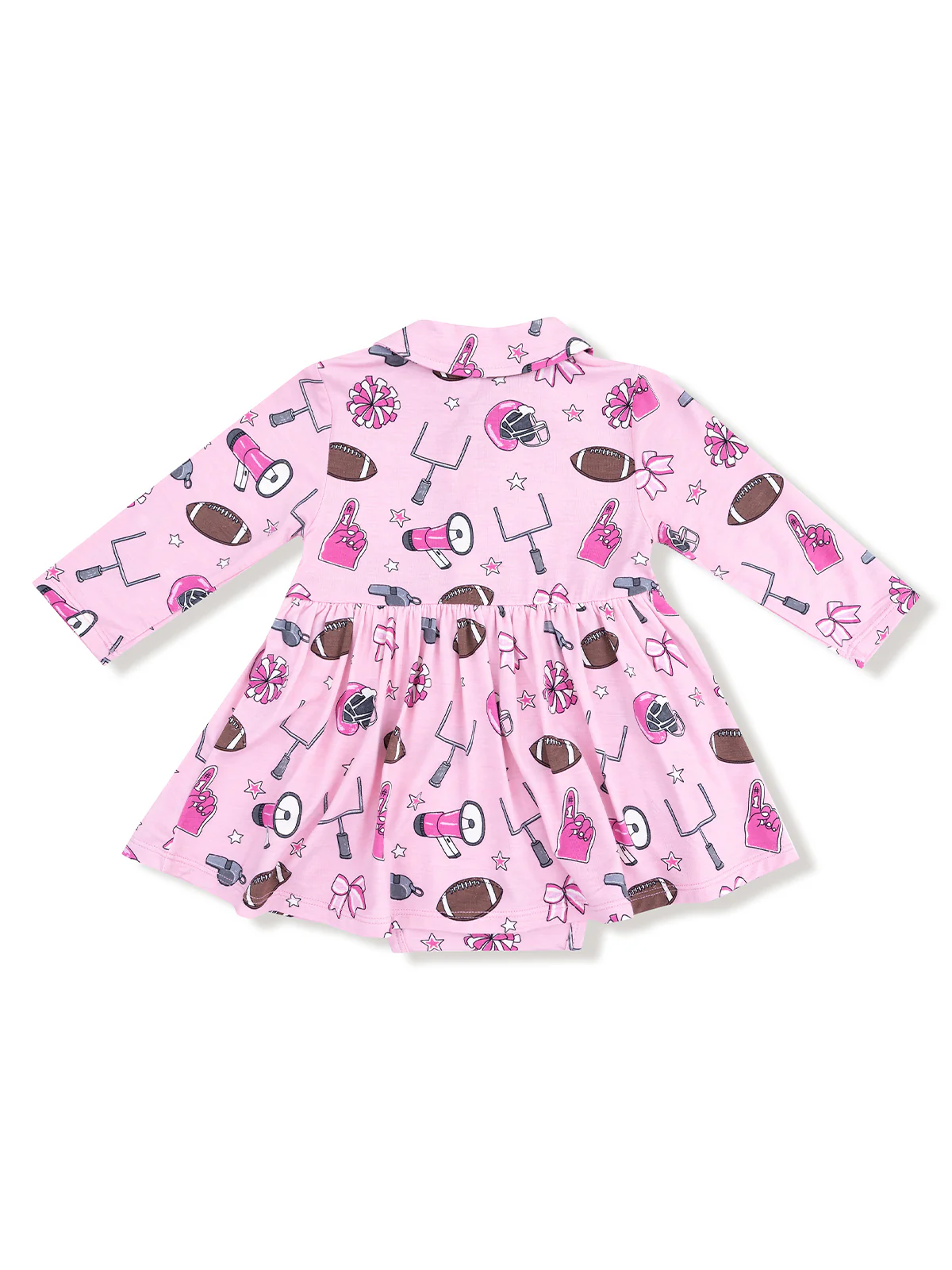 Long Sleeve Polo Bodysuit Dress, Game Day Pink - Image 2