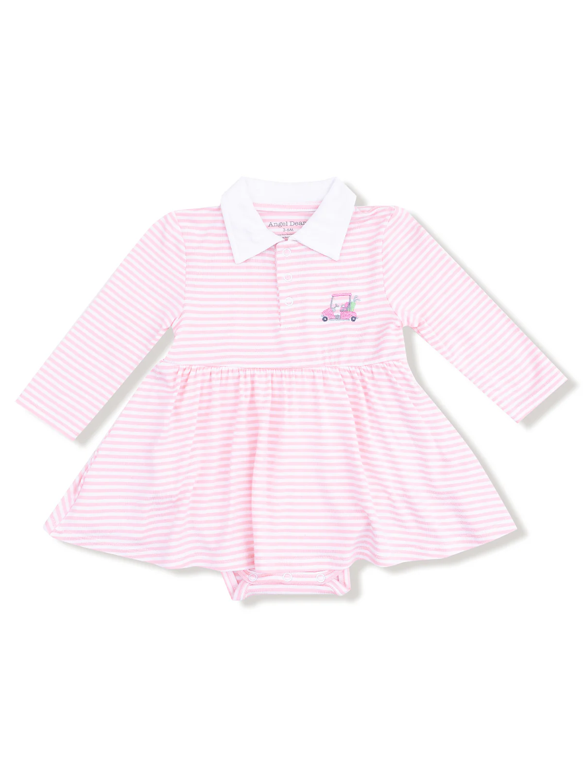 Long Sleeve Polo Bodysuit Dress, Golf Cart Stripe