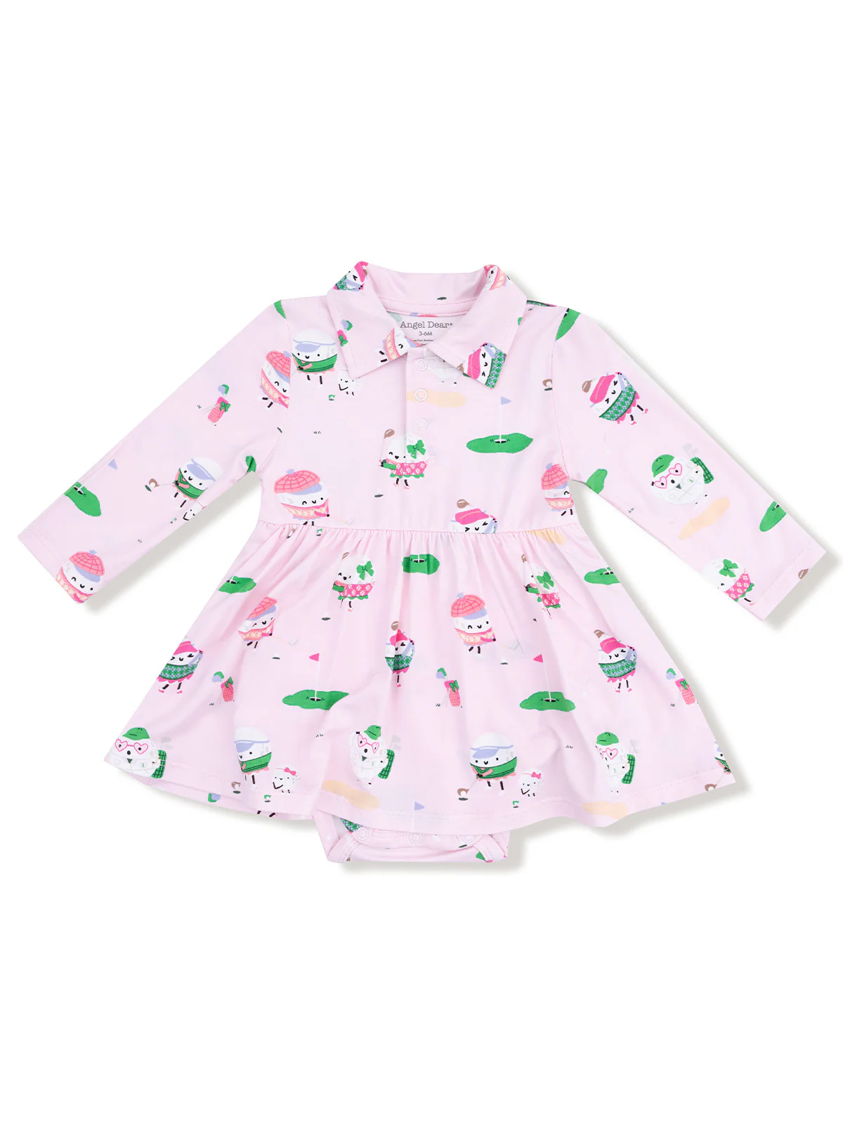 Long Sleeve Polo Bodysuit Dress, Golf Pros Pink