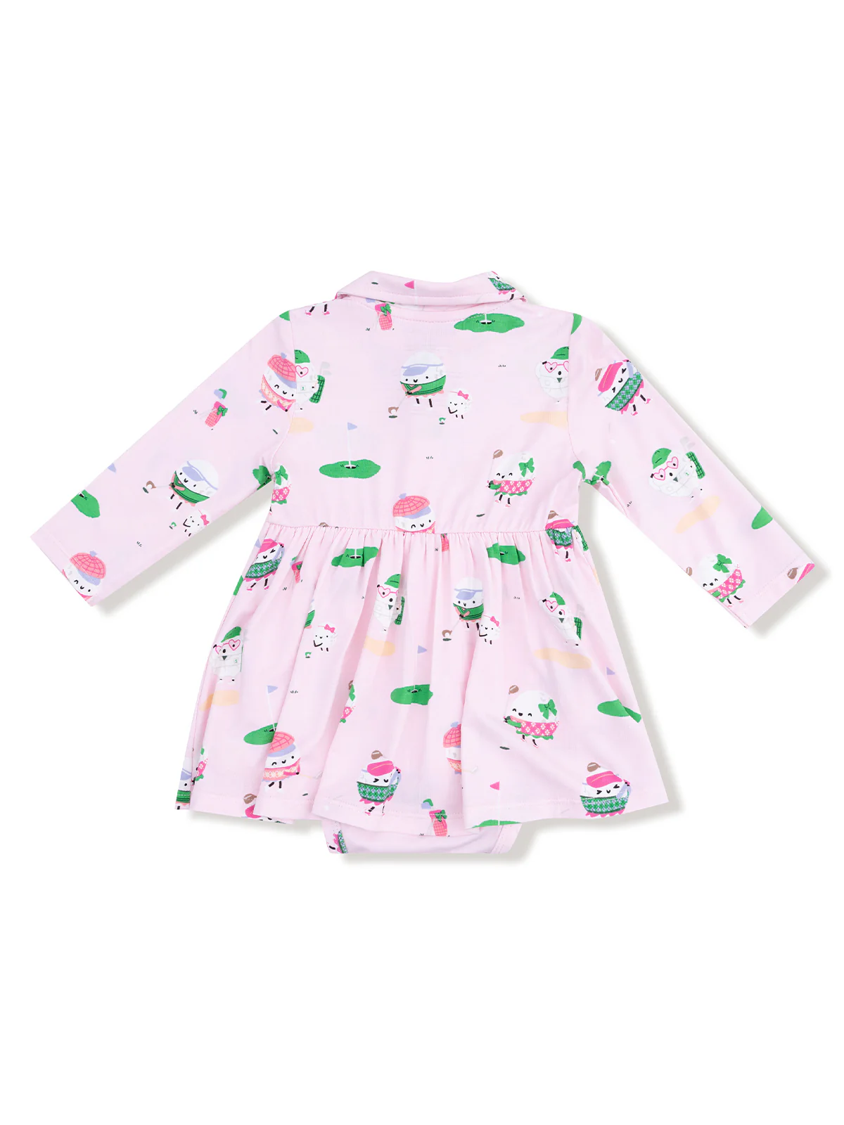 Long Sleeve Polo Bodysuit Dress, Golf Pros Pink - Image 2