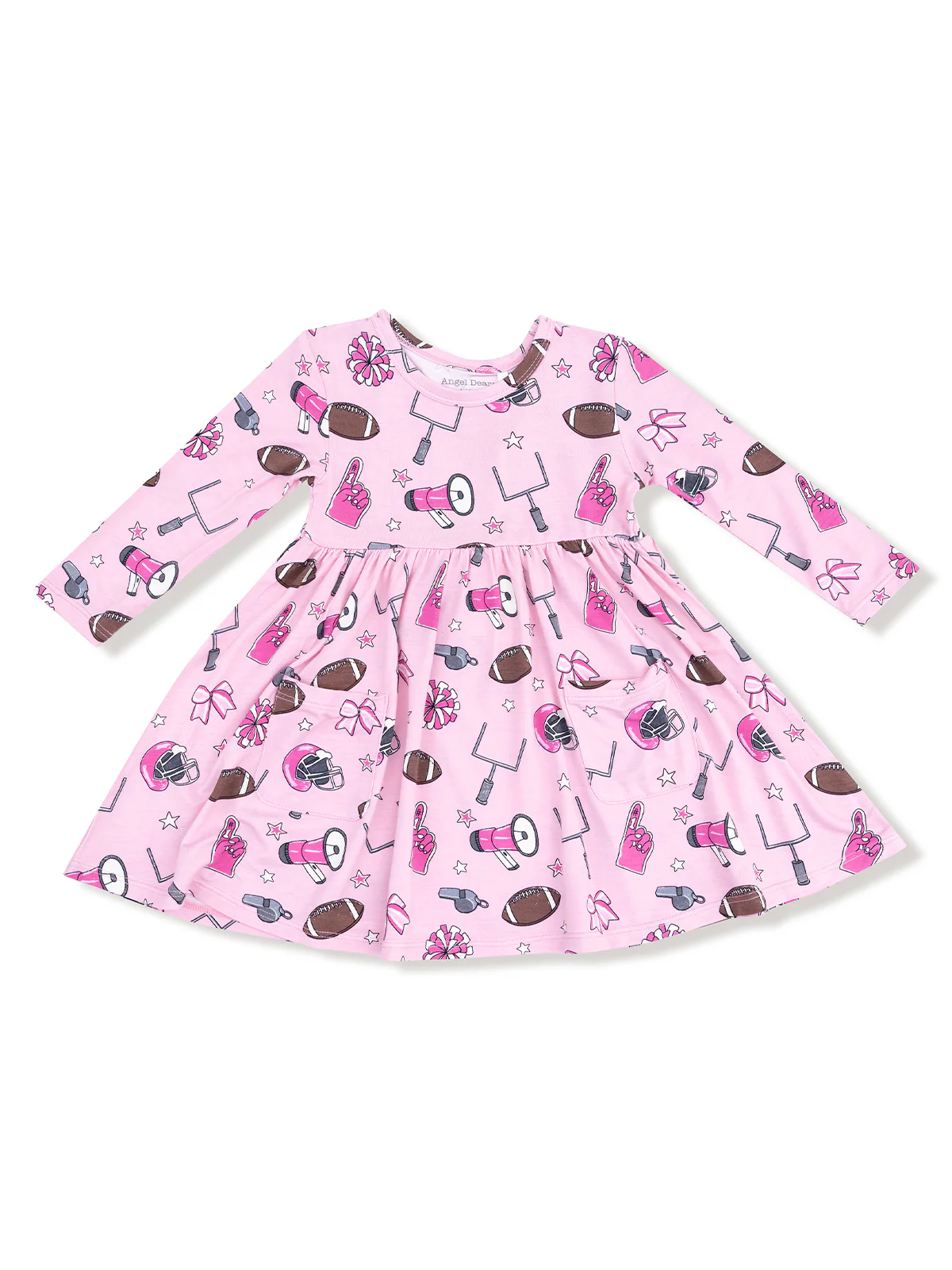 Long Sleeve Twirly Dress, Game Day Pink