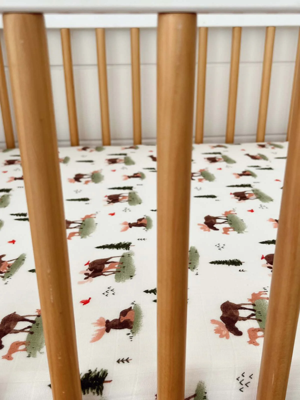 Muslin Crib Sheet, Moose - Image 3