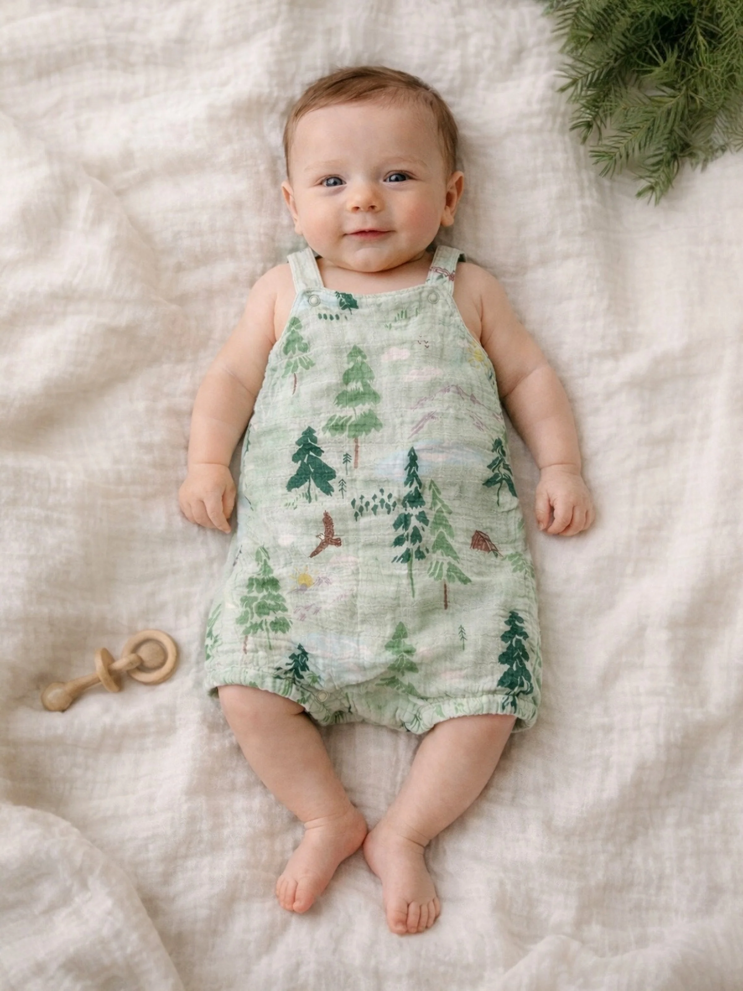 Muslin Overall Shortie, Mountain Cabin