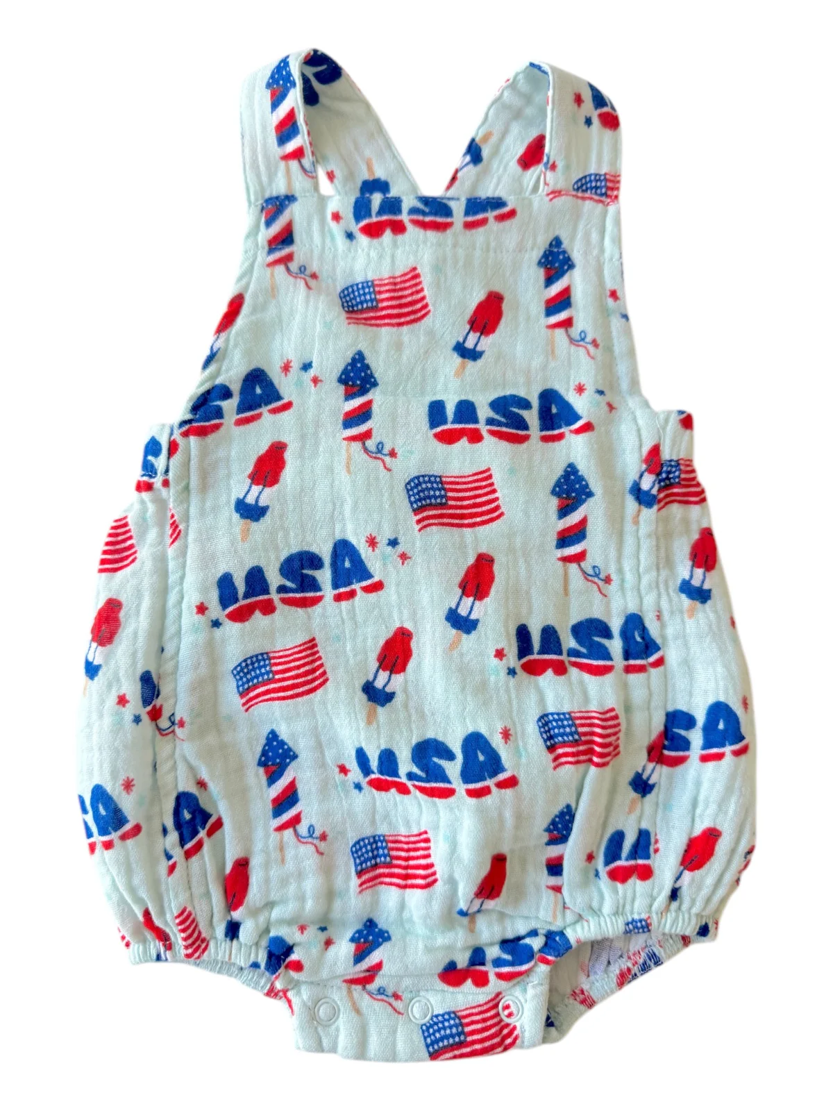 Muslin Retro Sunsuit, 4th of July Blue - Image 2