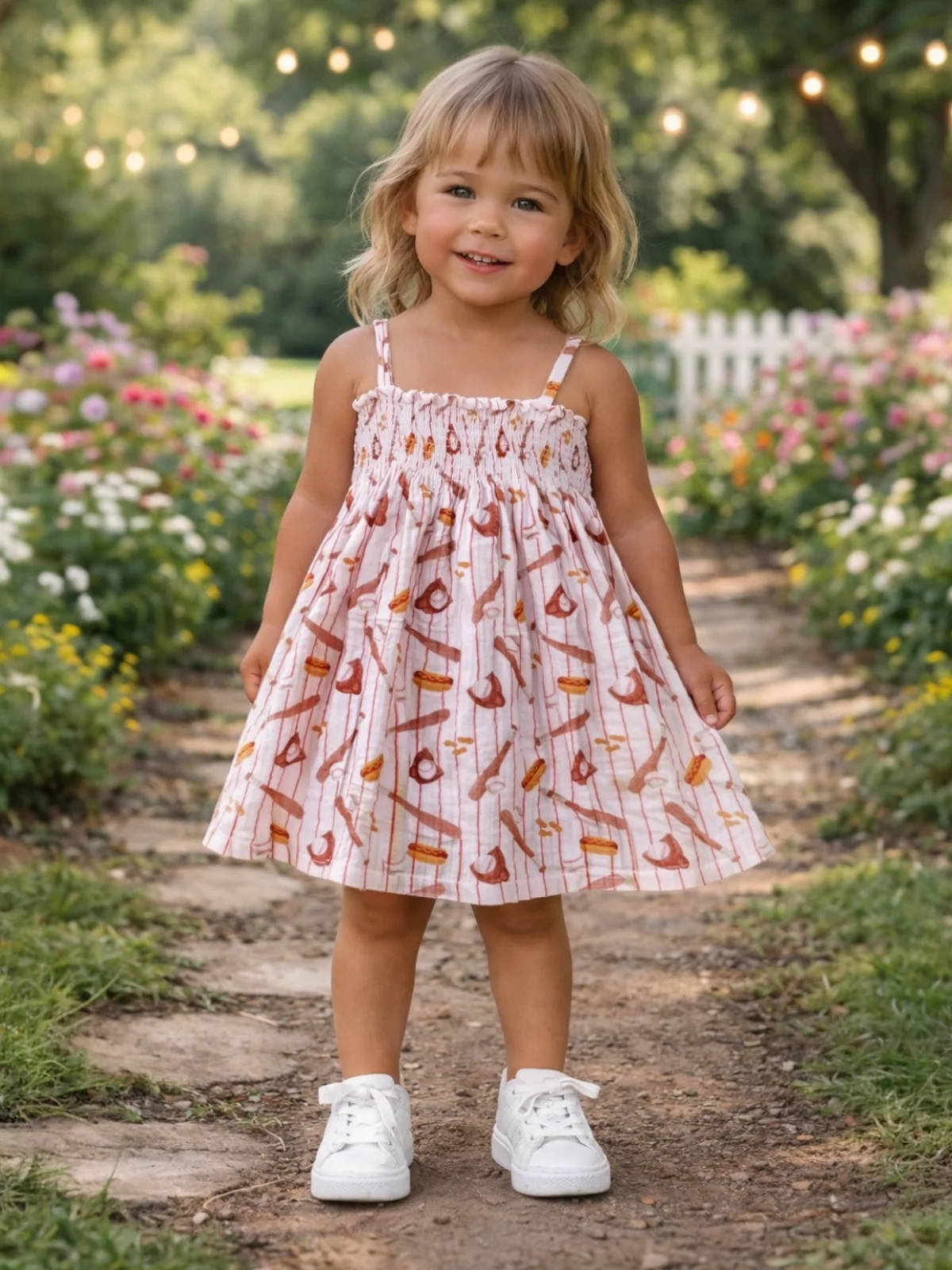 Muslin Smocked Tube Dress, Baseball Game