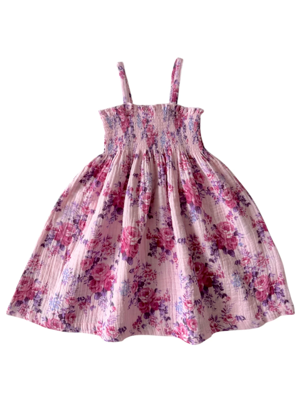 Muslin Smocked Tube Dress, Violet Rose - Image 3