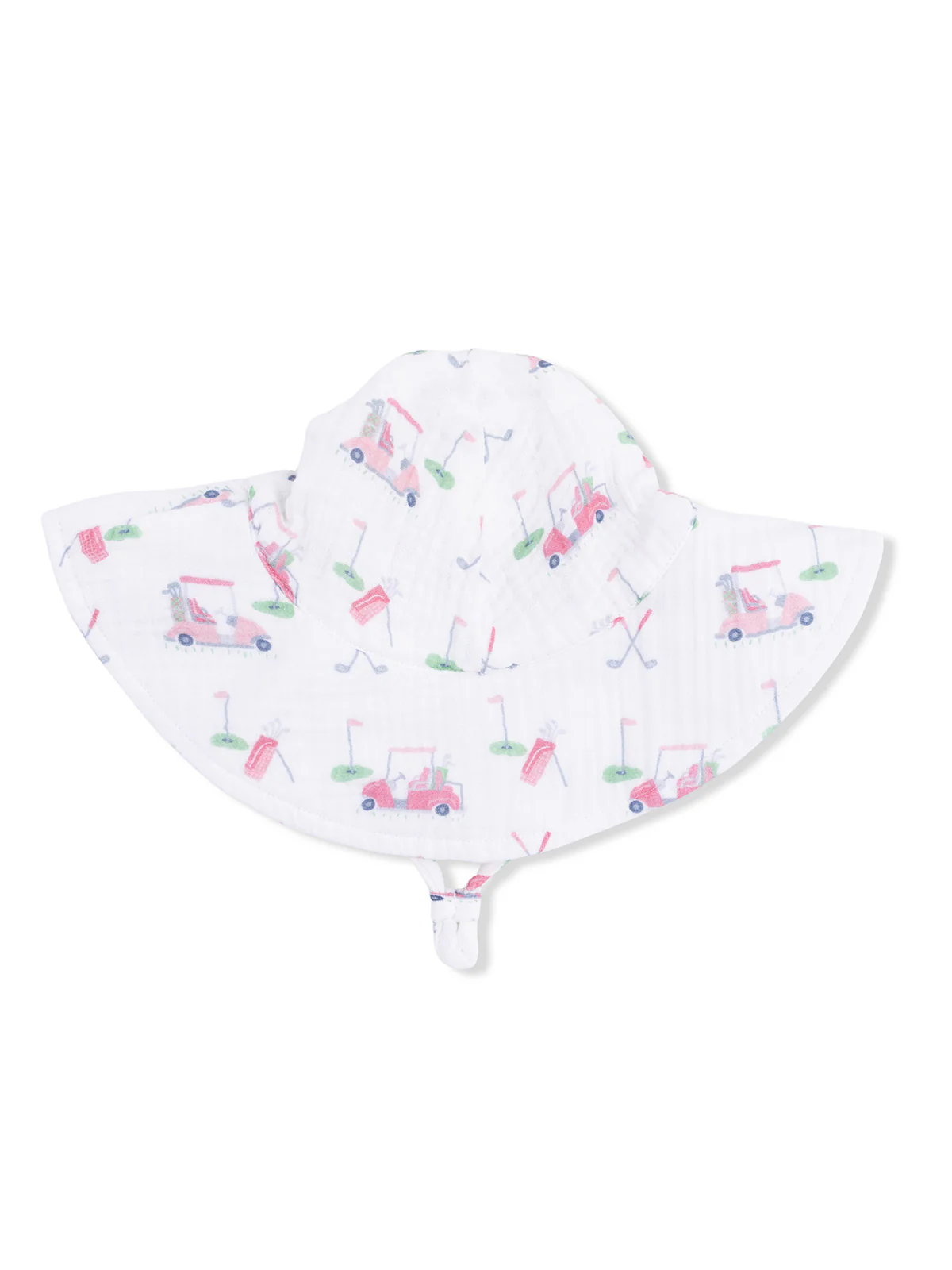 Muslin Wide Brim Sunhat, Baby Golf Carts Pink
