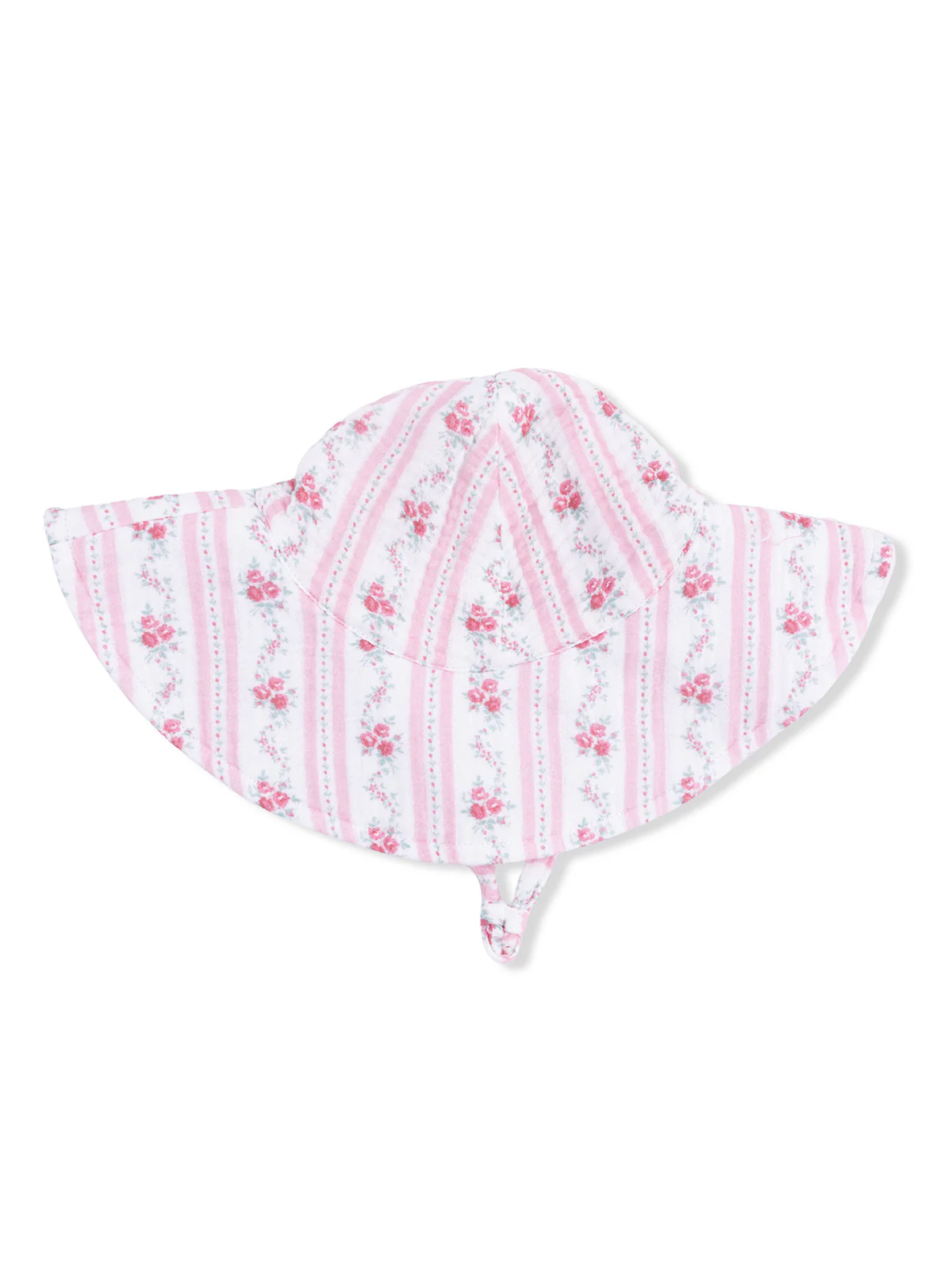 Muslin Wide Brim Sunhat, Winding Roses Stripe