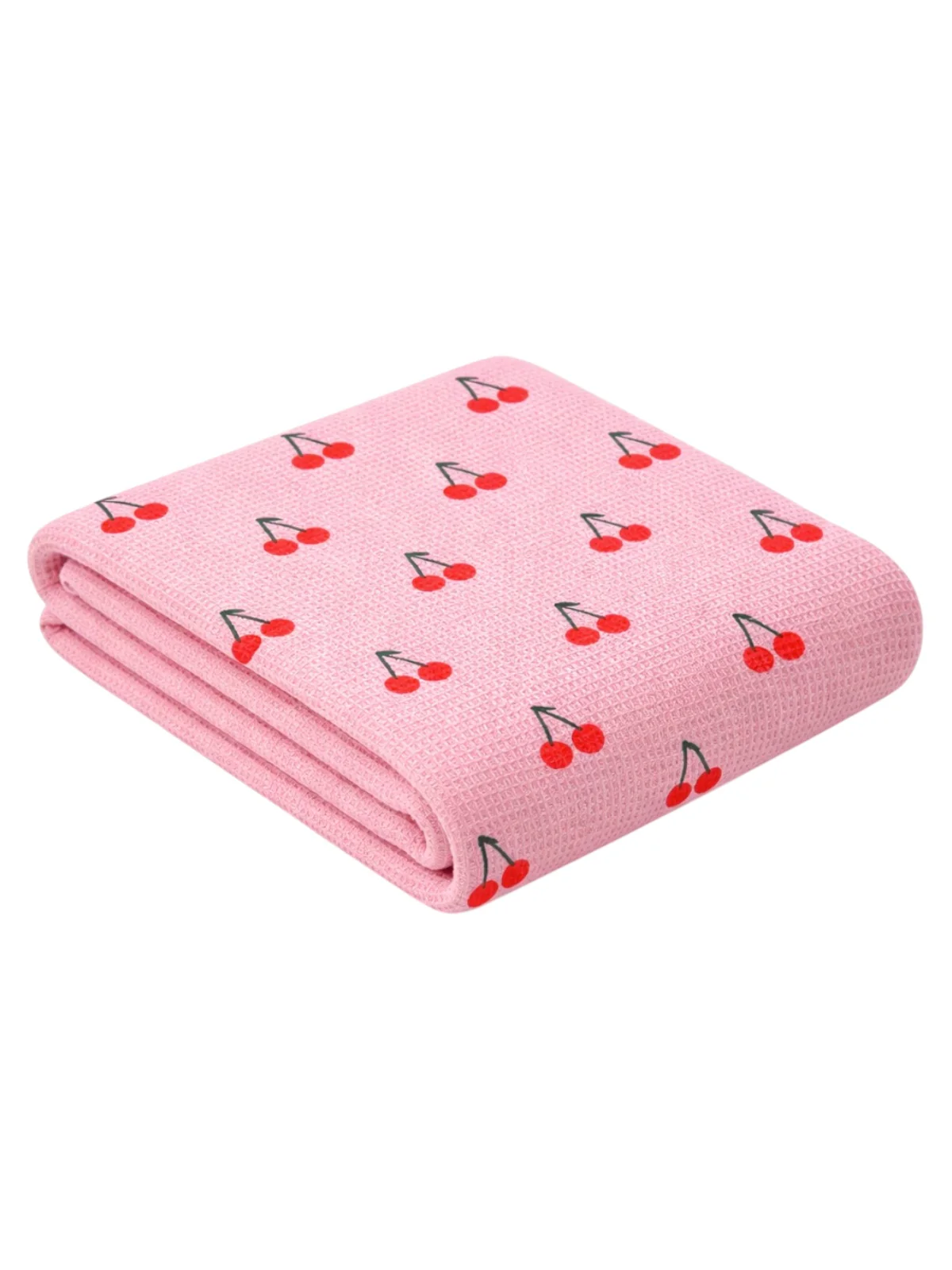 Organic Cotton Waffle Swaddle, Pink Cherries