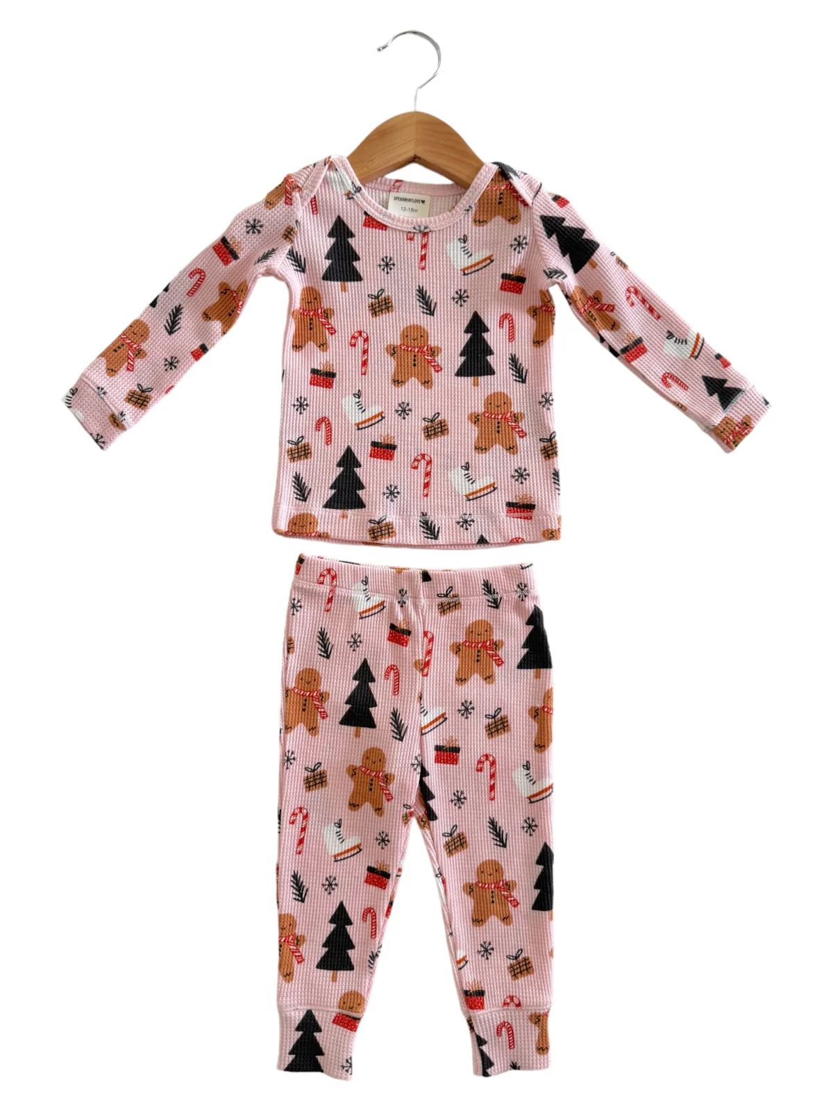 Organic Waffle 2-Piece Set, Gingerbread Wonderland Blush - Image 2
