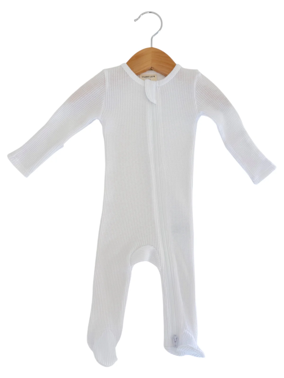 Organic Waffle 2-Way Zip Footie, Lucent White - Image 2