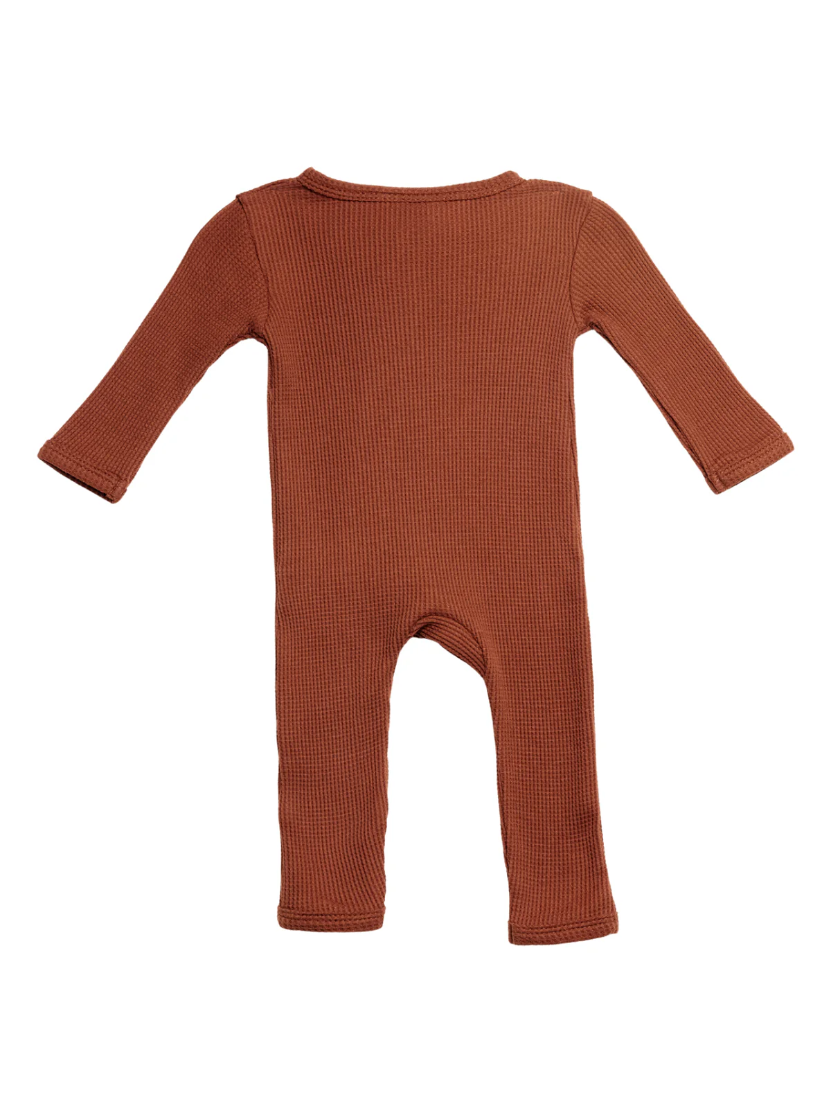 Organic Waffle Basic Zip Romper, Caramel - Image 2