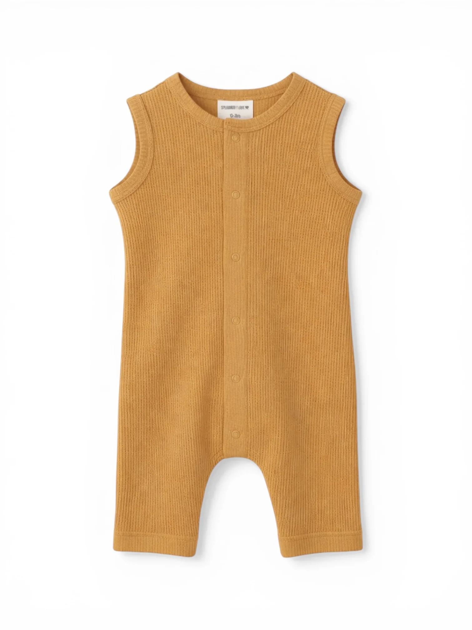 Organic Waffle Easy Romper, Honey