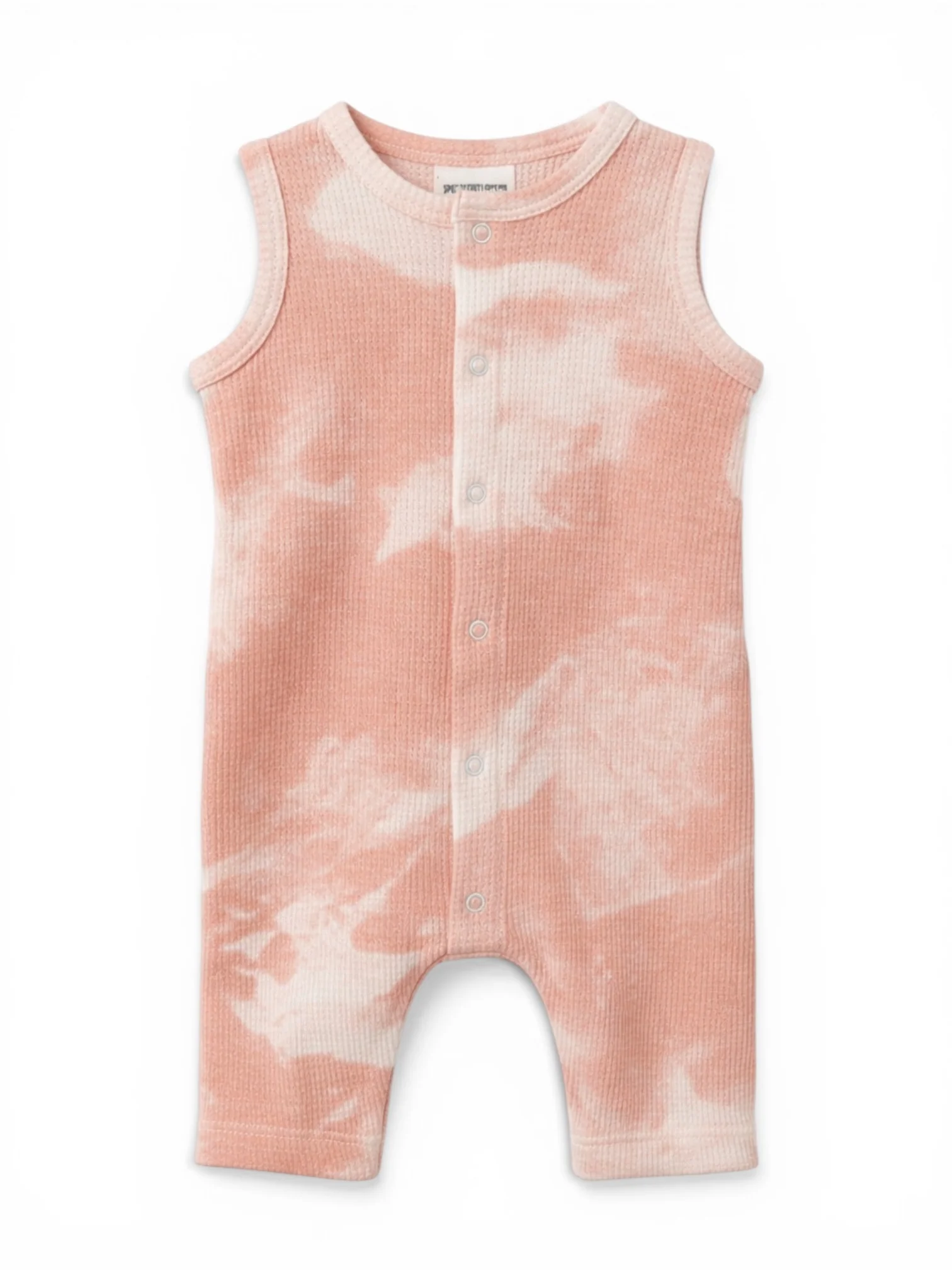Organic Waffle Easy Romper, Pink Lemonade Tie Dye