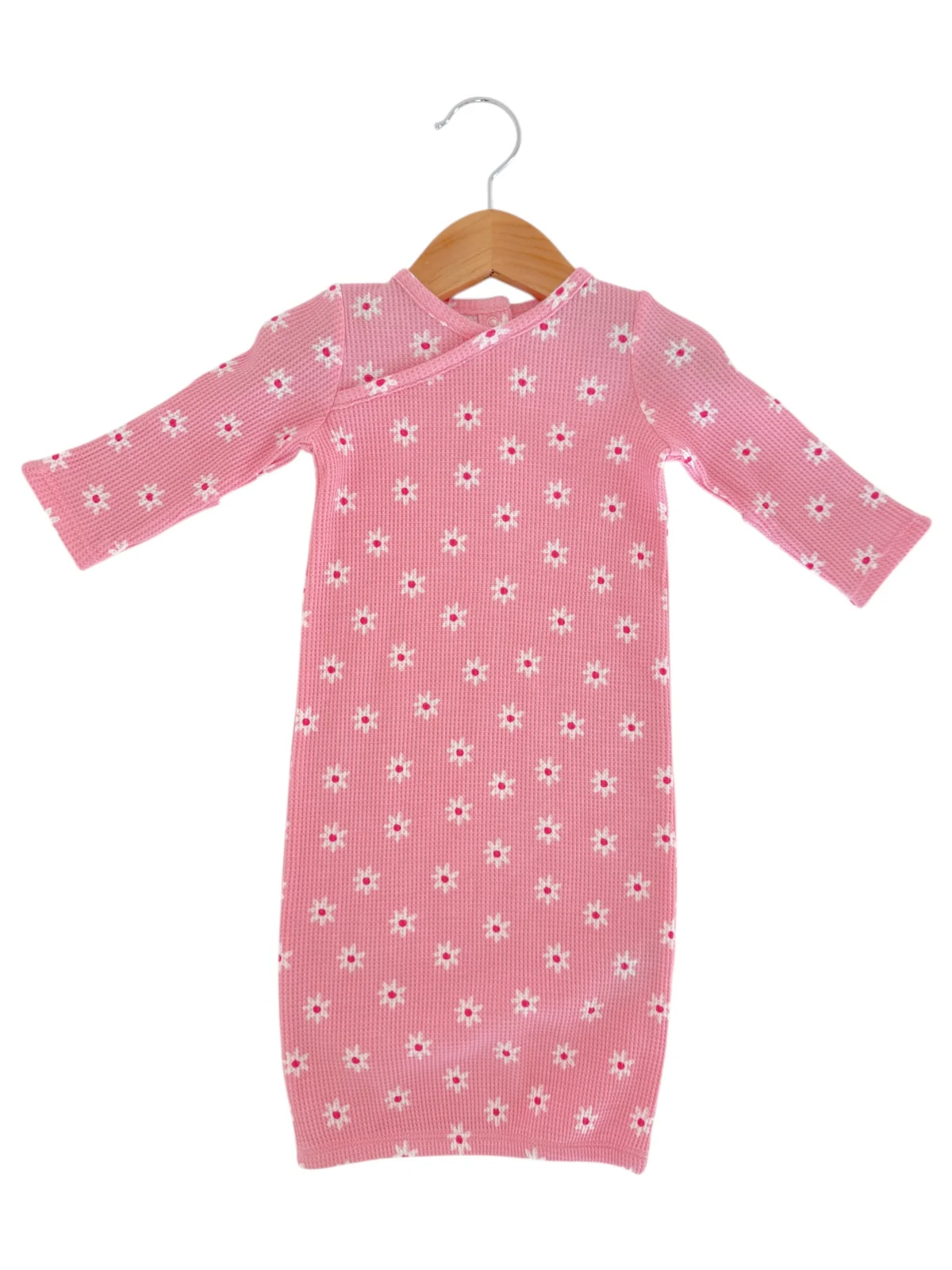Organic Waffle Gown, Pink Flower - Image 3