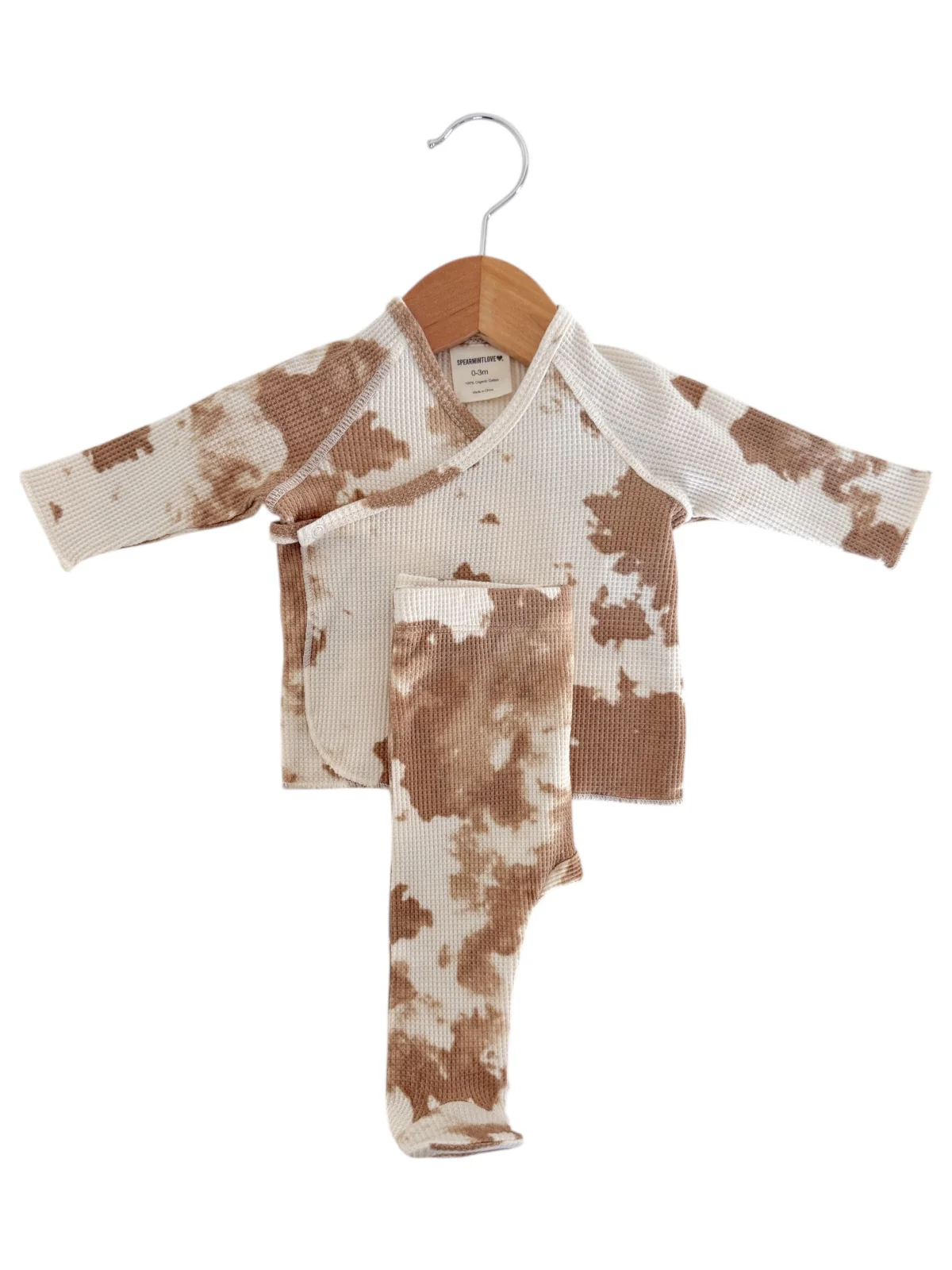 Organic Waffle Kimono & Pant Set, Almond Tie Dye - Image 4