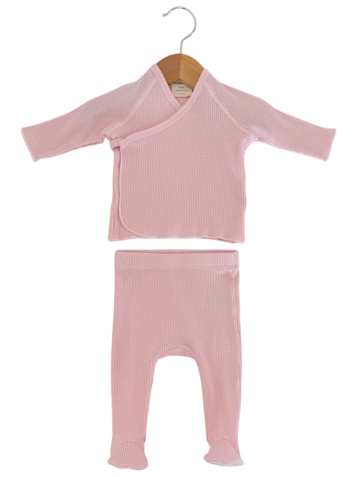 Organic Waffle Kimono & Pant Set, Blush