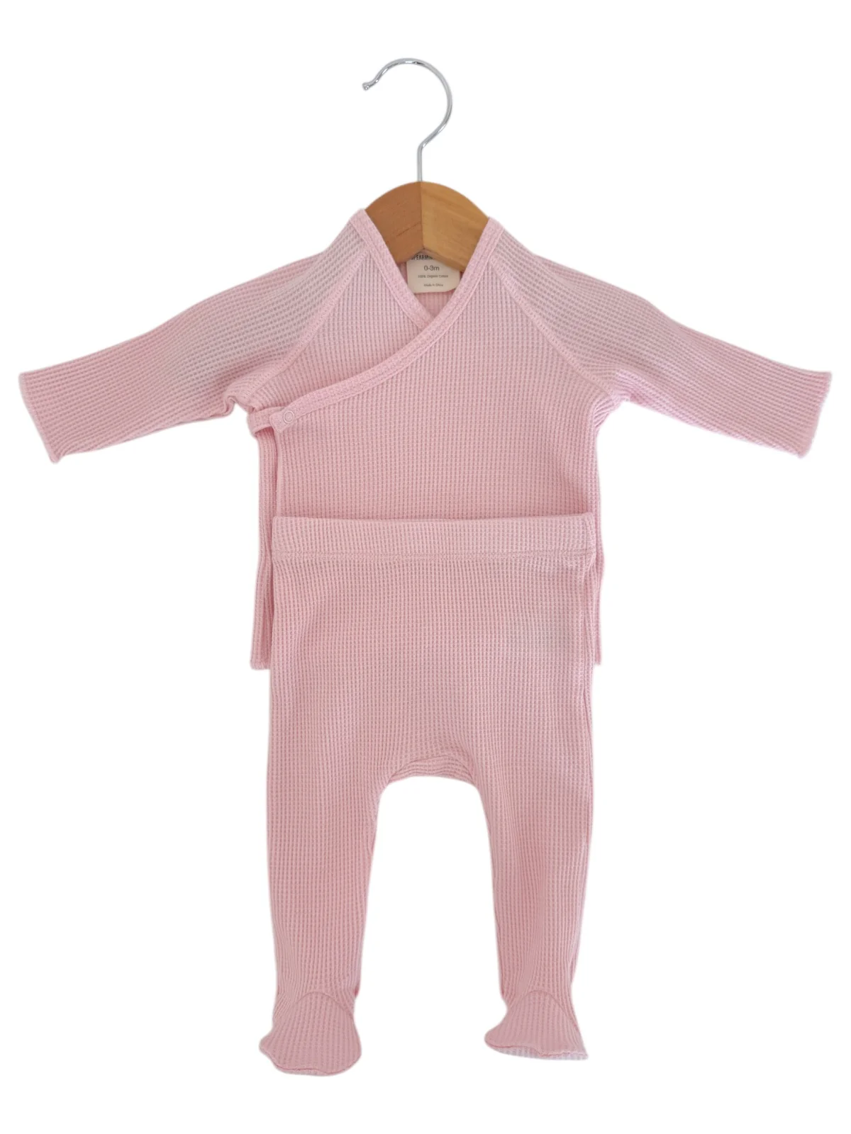 Organic Waffle Kimono & Pant Set, Blush - Image 2