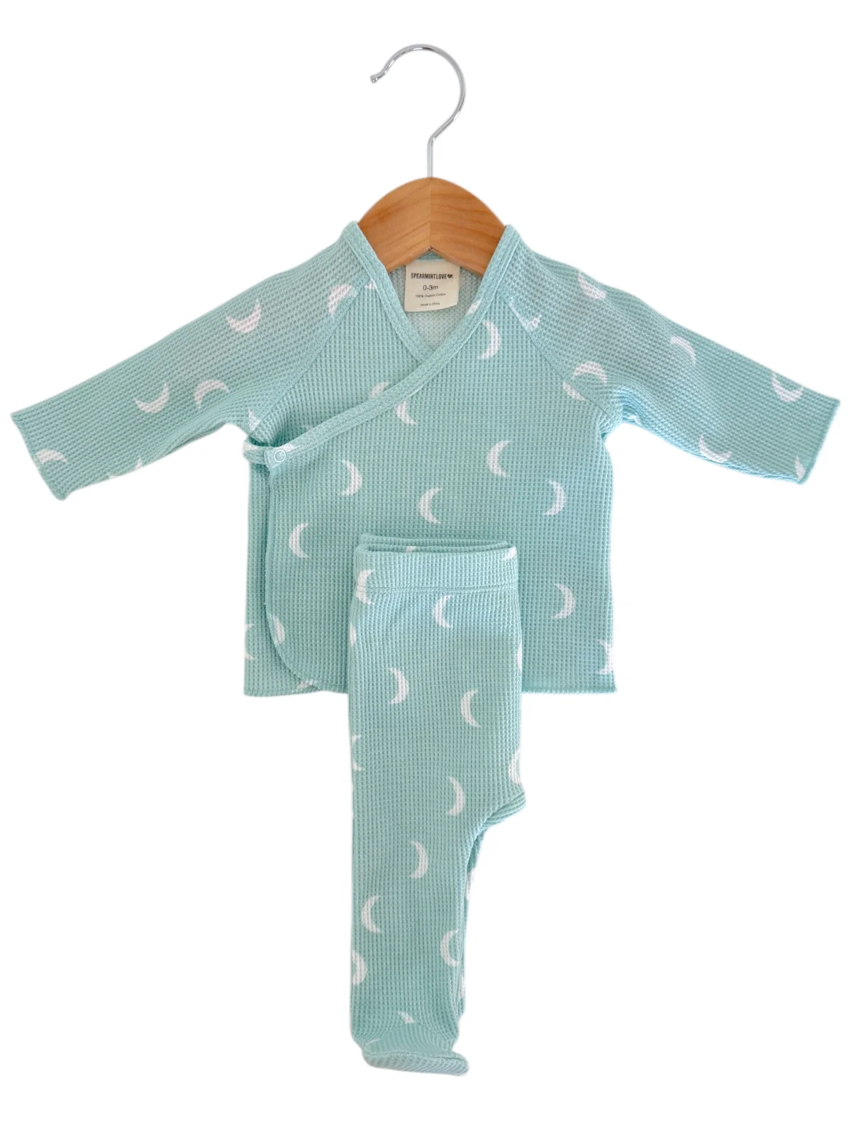 Organic Waffle Kimono & Pant Set, Light Blue Moon - Image 5