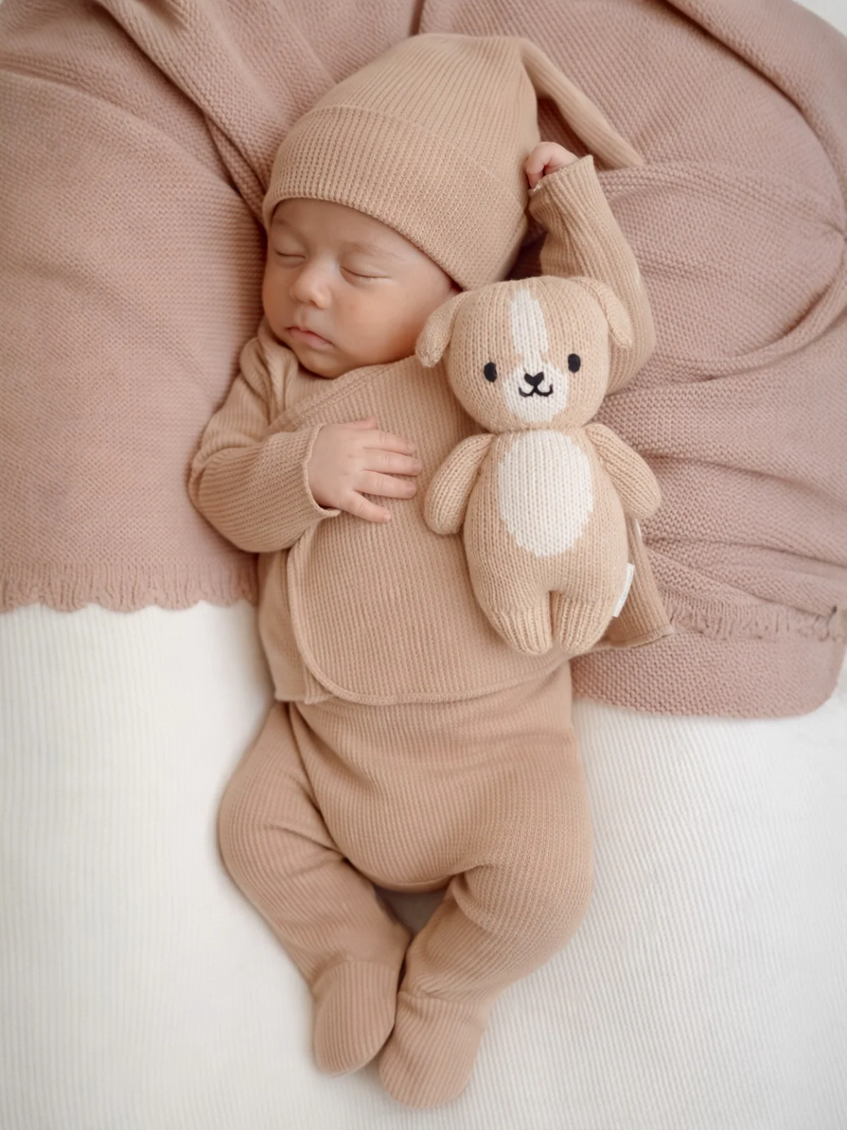 Organic Waffle Kimono & Pant Set, Tan