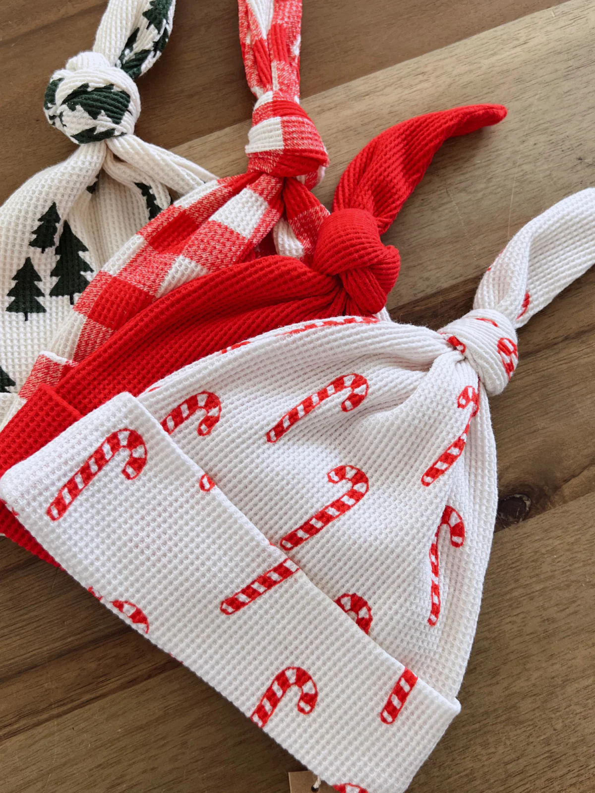 Organic Waffle Knot Beanie, Candy Cane - Image 3